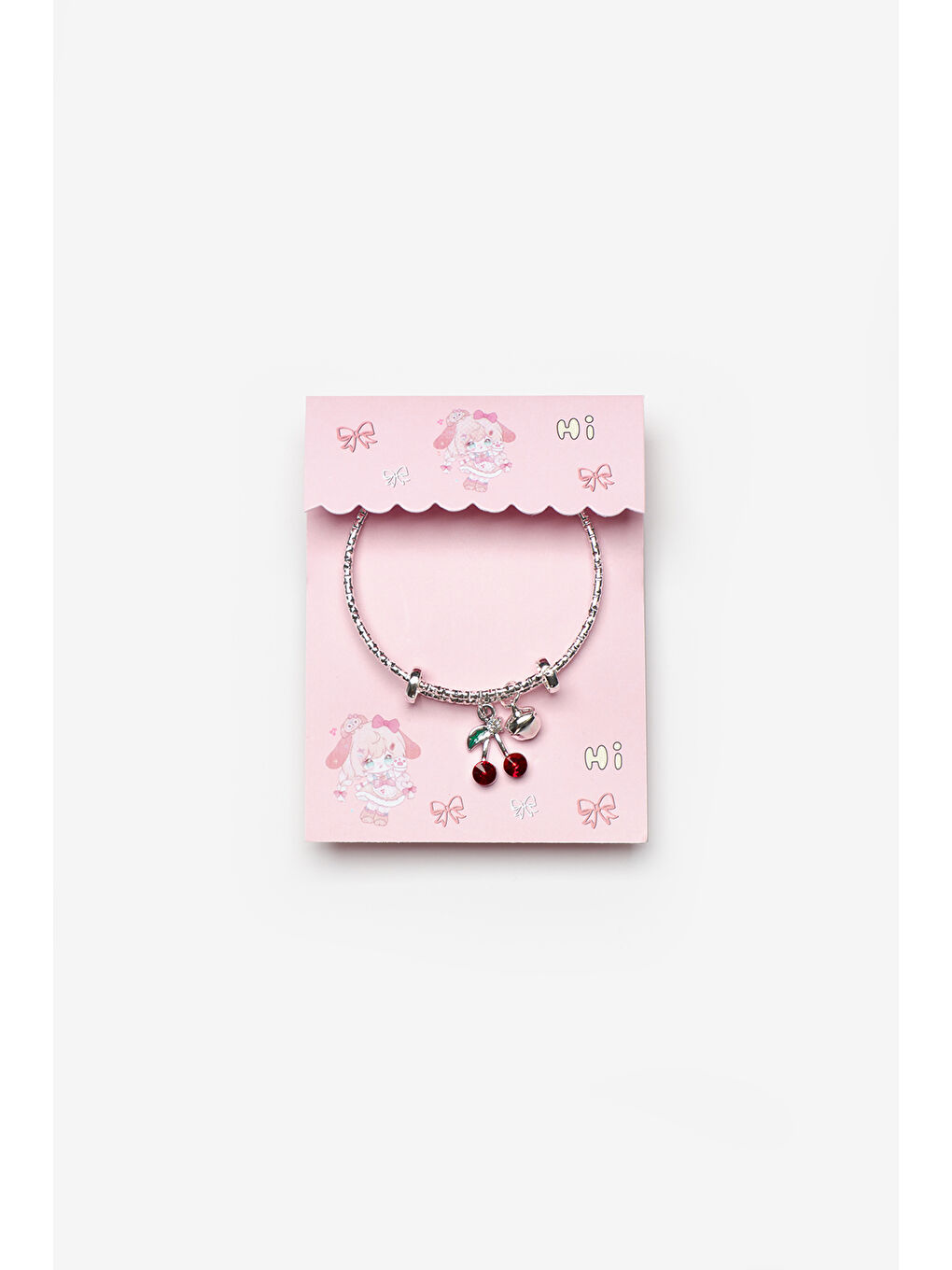 Kırmızı  Kiraz Figürlü Zil Detaylı Kız Çocuk Ayarlanabilir Bileklik