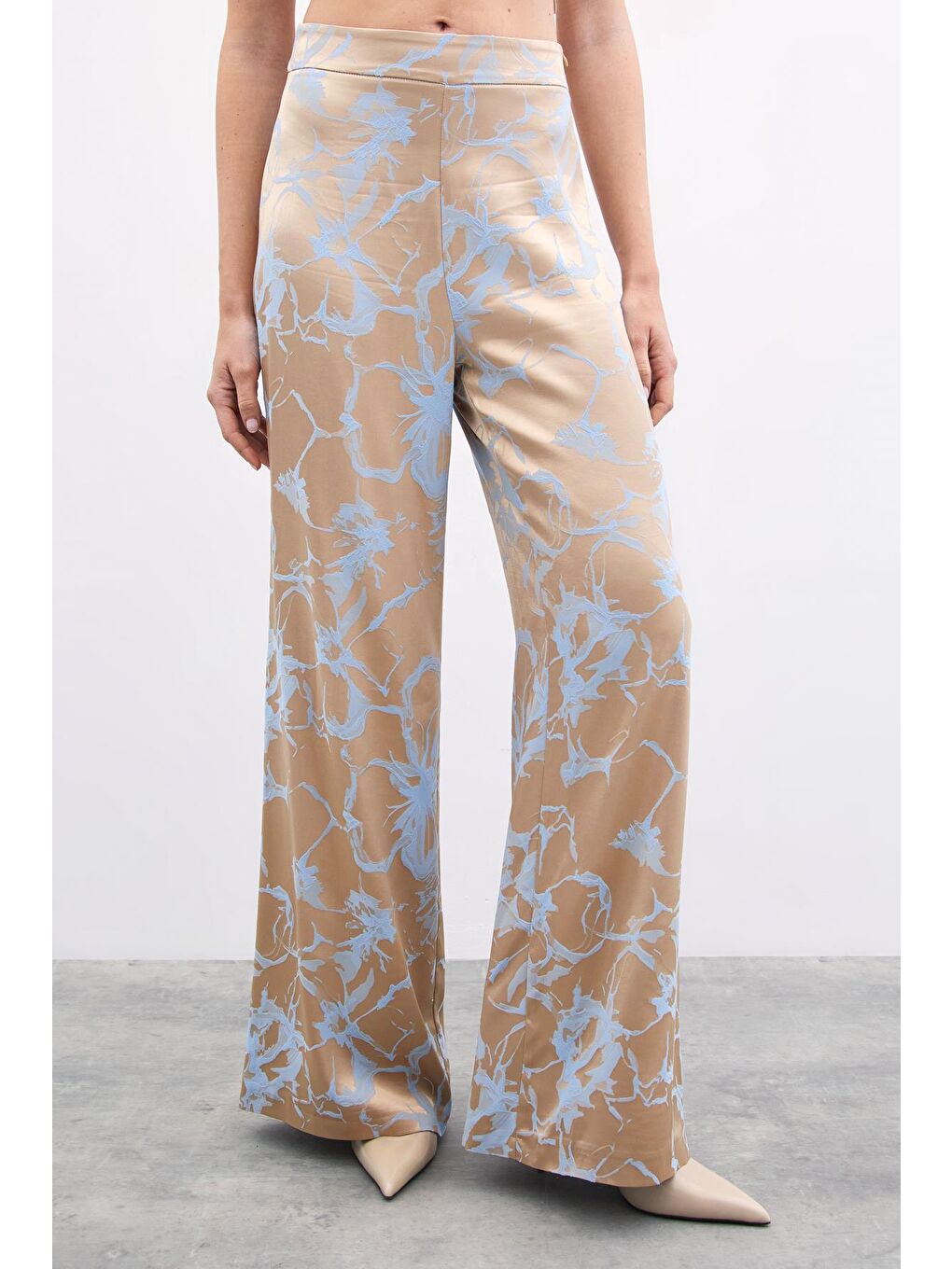 Renkli Jakarlı Pantolon - Mavi-5