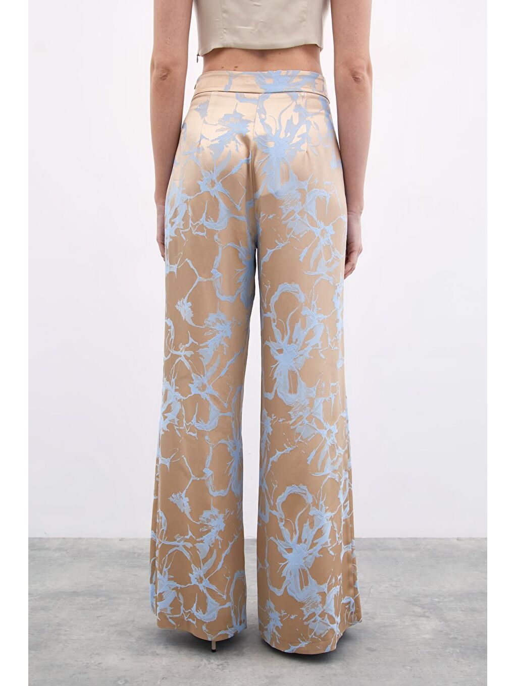 Renkli Jakarlı Pantolon - Mavi-6