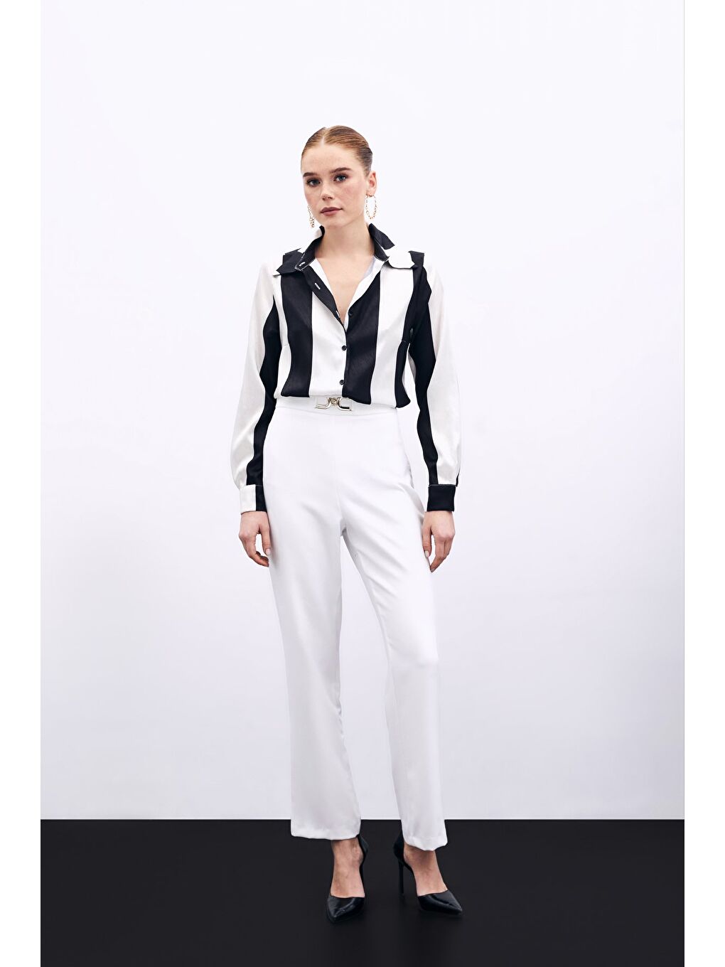 Aksesuar Detaylı Pantolon - Ekru-1