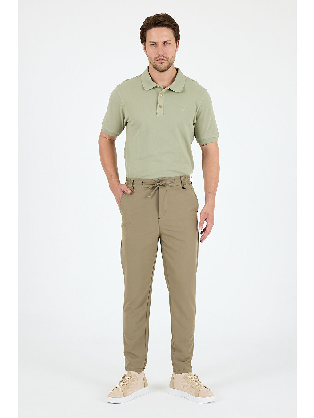 Haki Spor ve Günlük Rahat Cool %92Polyester %8Elastan Esnek Kumaş Erkek Jogger Pantolon Eşofman Altı 3670