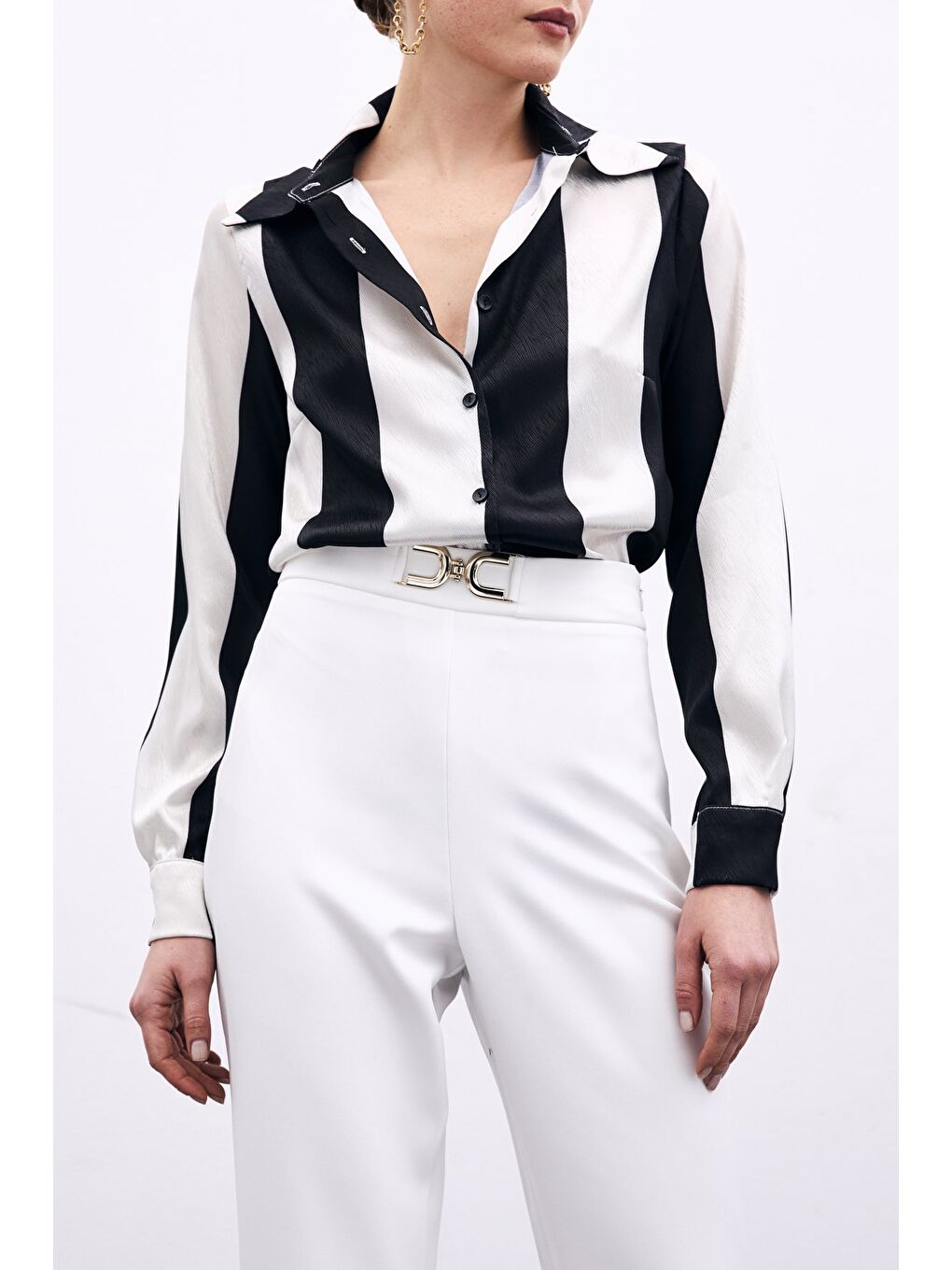 Aksesuar Detaylı Pantolon - Ekru-3