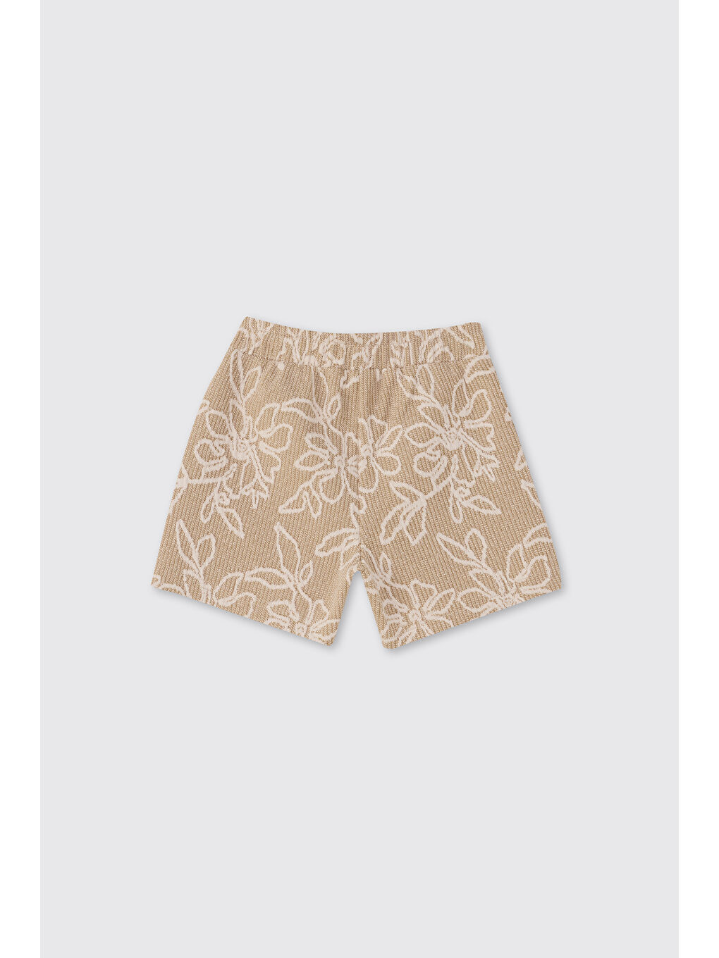 Kız Bebek Çiçek Desenli Örme Bej Şort-1