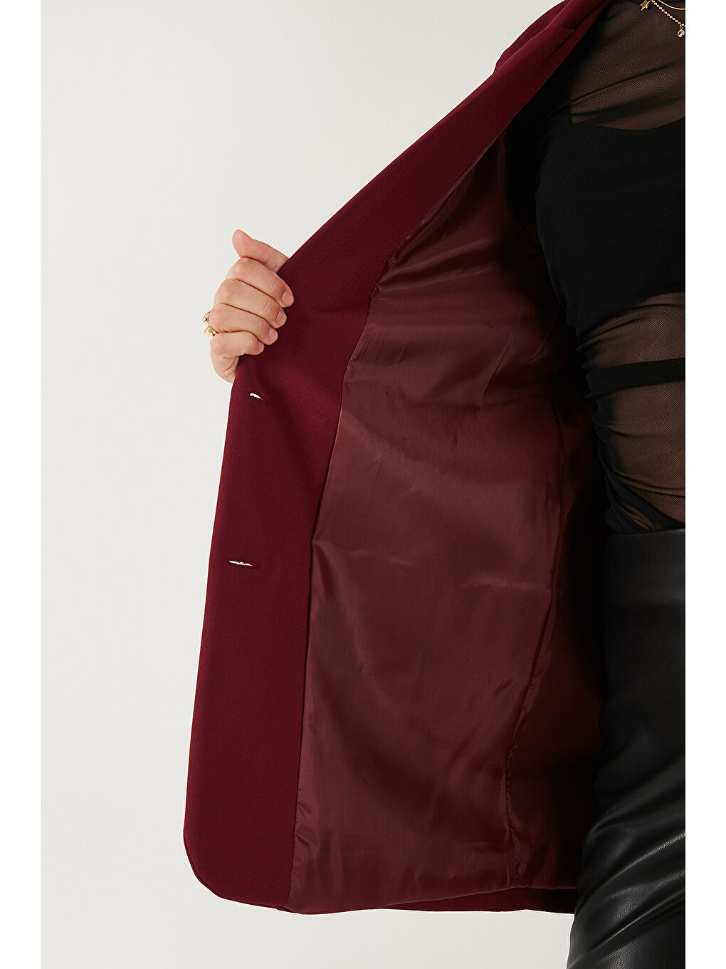 Bordo Relaxed Fit Mono Yaka Cepli Blazer Ceket 611BC00132-5