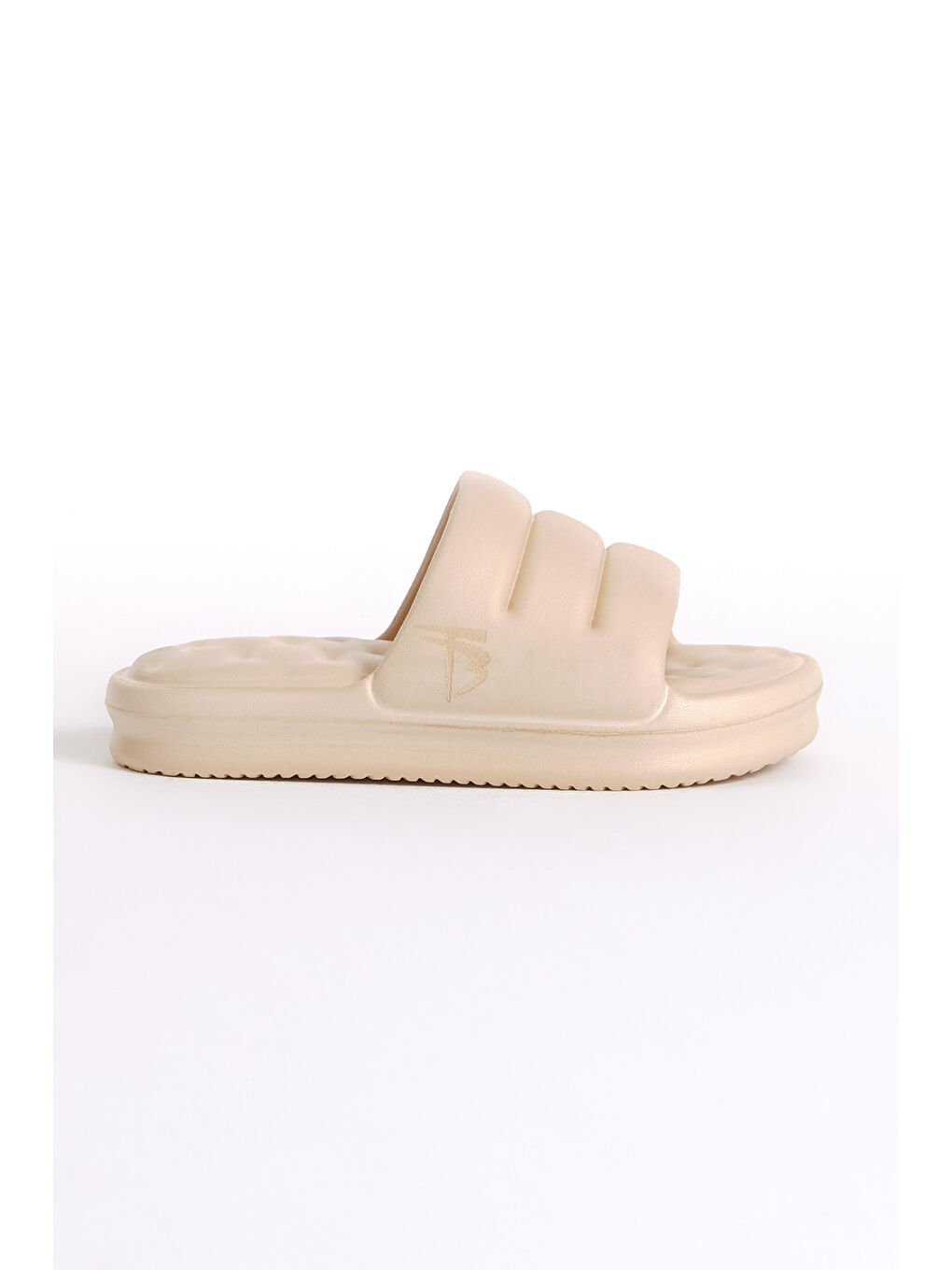 Ekru Kadın Krem Rahat Kalıp Dilimli Model Önü Açık Eva Terlik