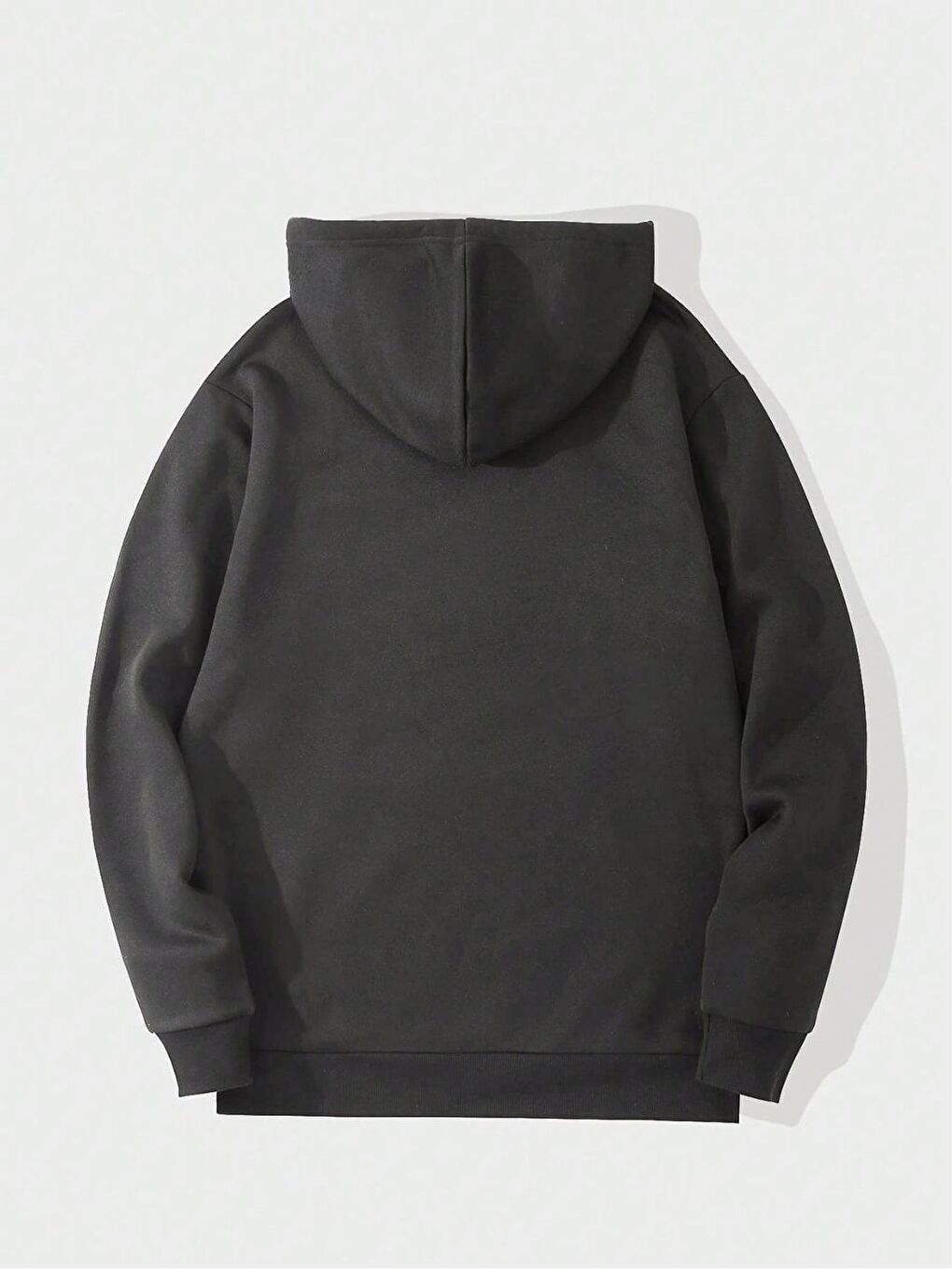 Gri Füme Enjoy Baskılı Kapüşonlu Oversize Sweatshirt-1