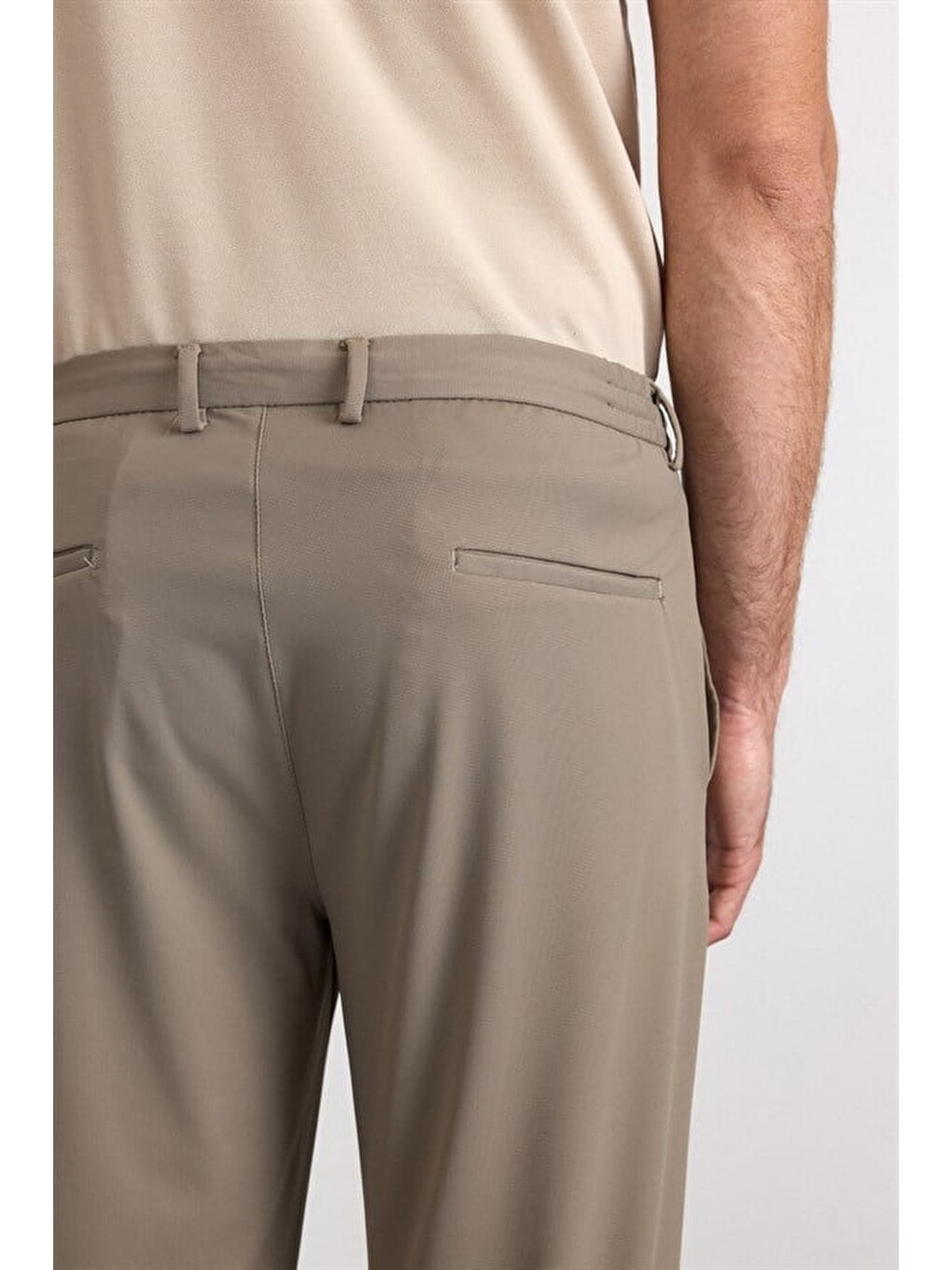 Bej Slim Düz Jogger Pantolon-3