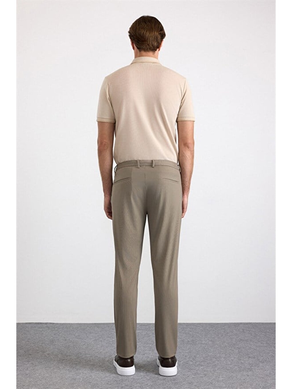 Bej Slim Düz Jogger Pantolon-4