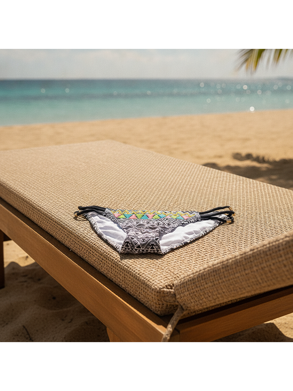 Karışık Kadın Plaj Giyim Siyah Desenli Bikini Alt Bb2575-2