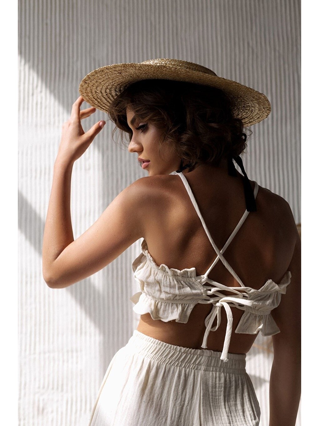 Bej Harvey Natural Müslin Crop Takım-5