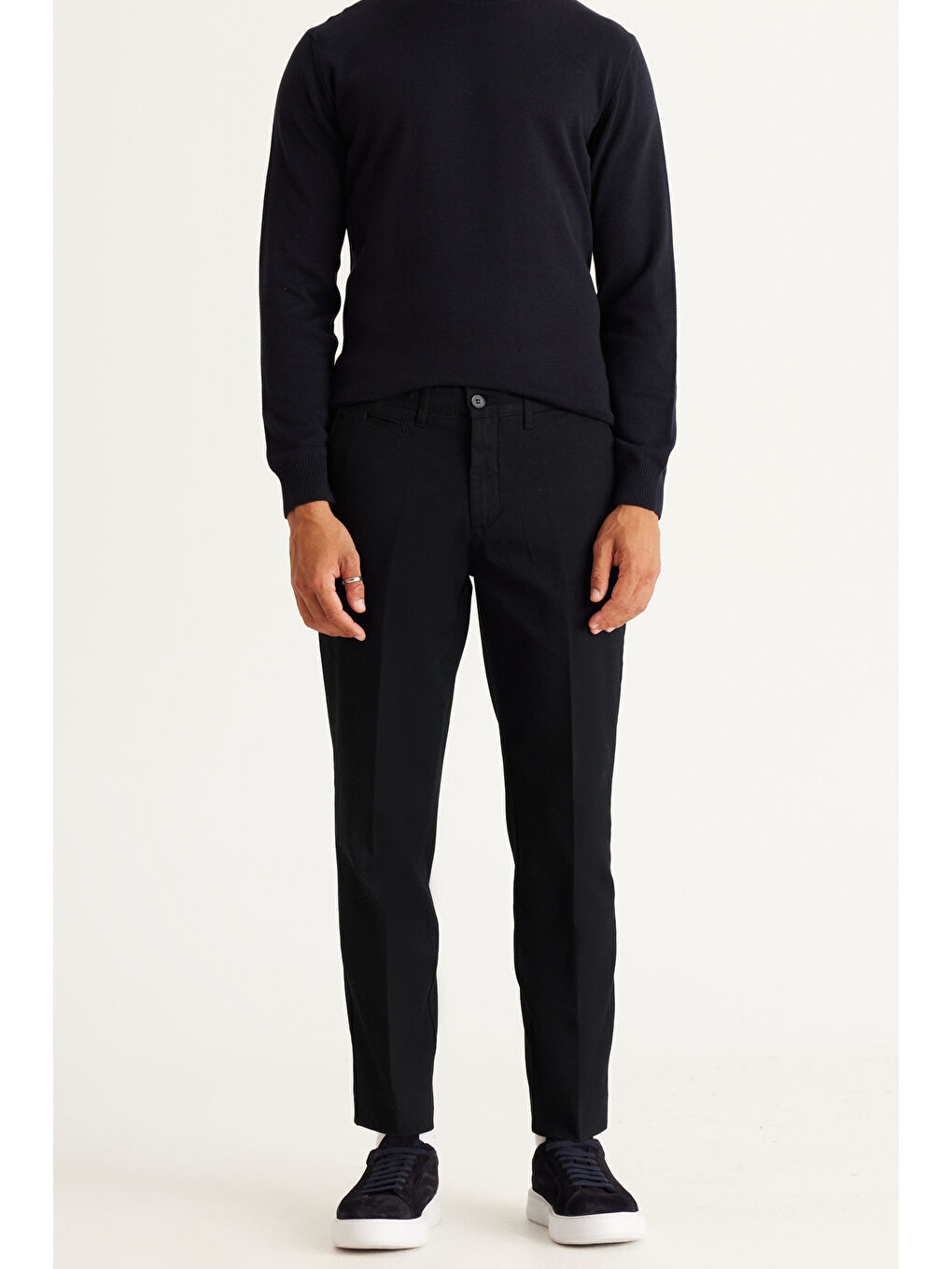 Erkek Siyah Comfort Fit Rahat Kesim Yan Cep Esnek Armürlü Pantolon-2