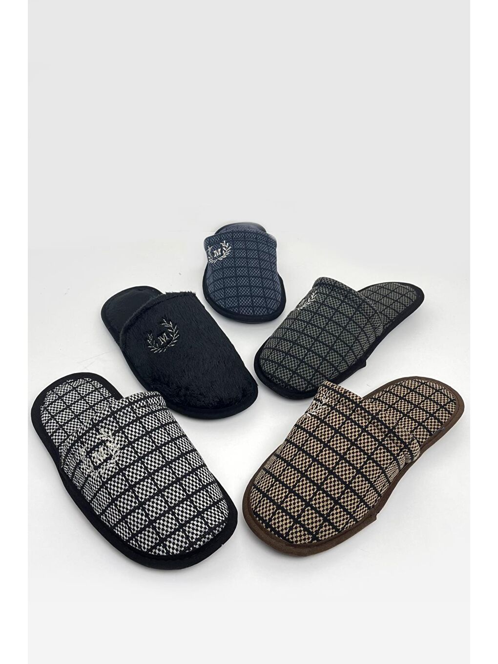 Karışık 5'li Paket Motif Erkek Terlik Ev Terliği-1