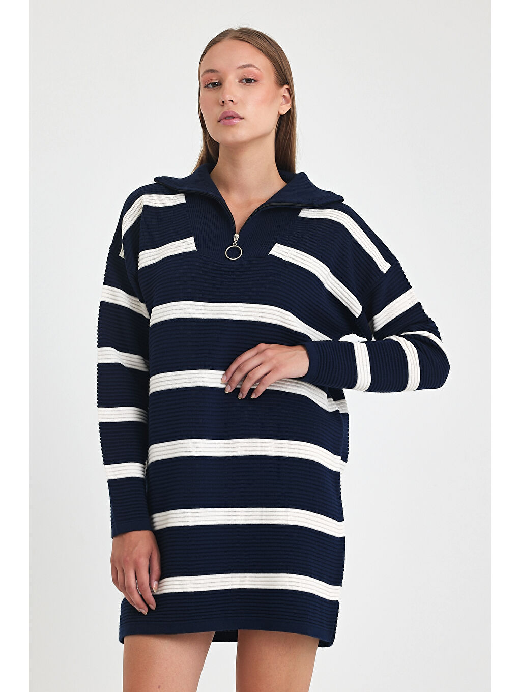 Lacivert Kadın Triko Kazak 3088-2