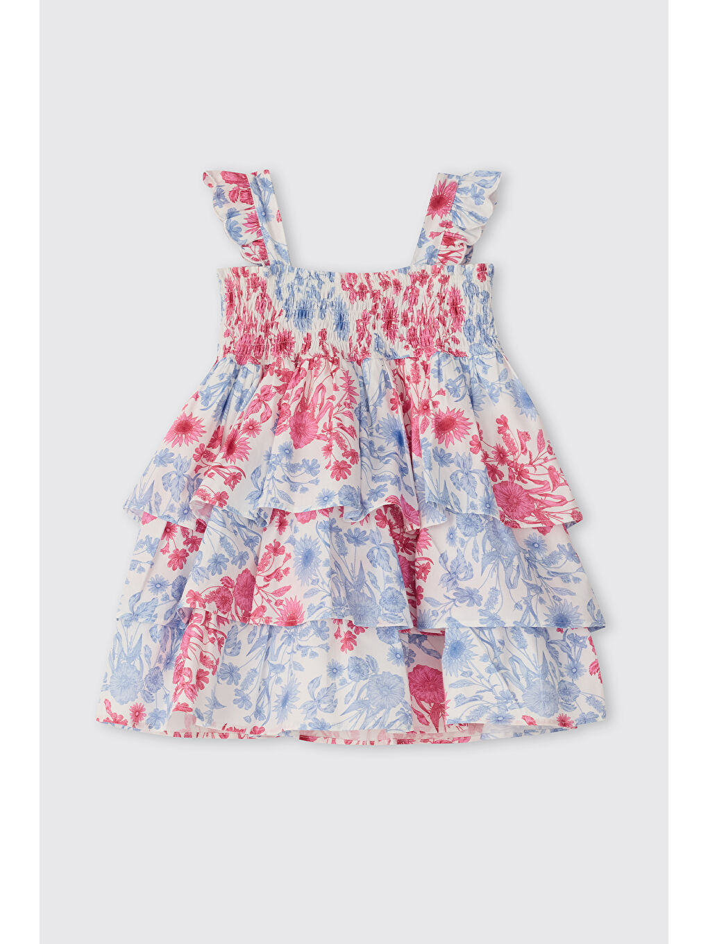 Kız Bebej Çiçek Desenli Pembe Elbise