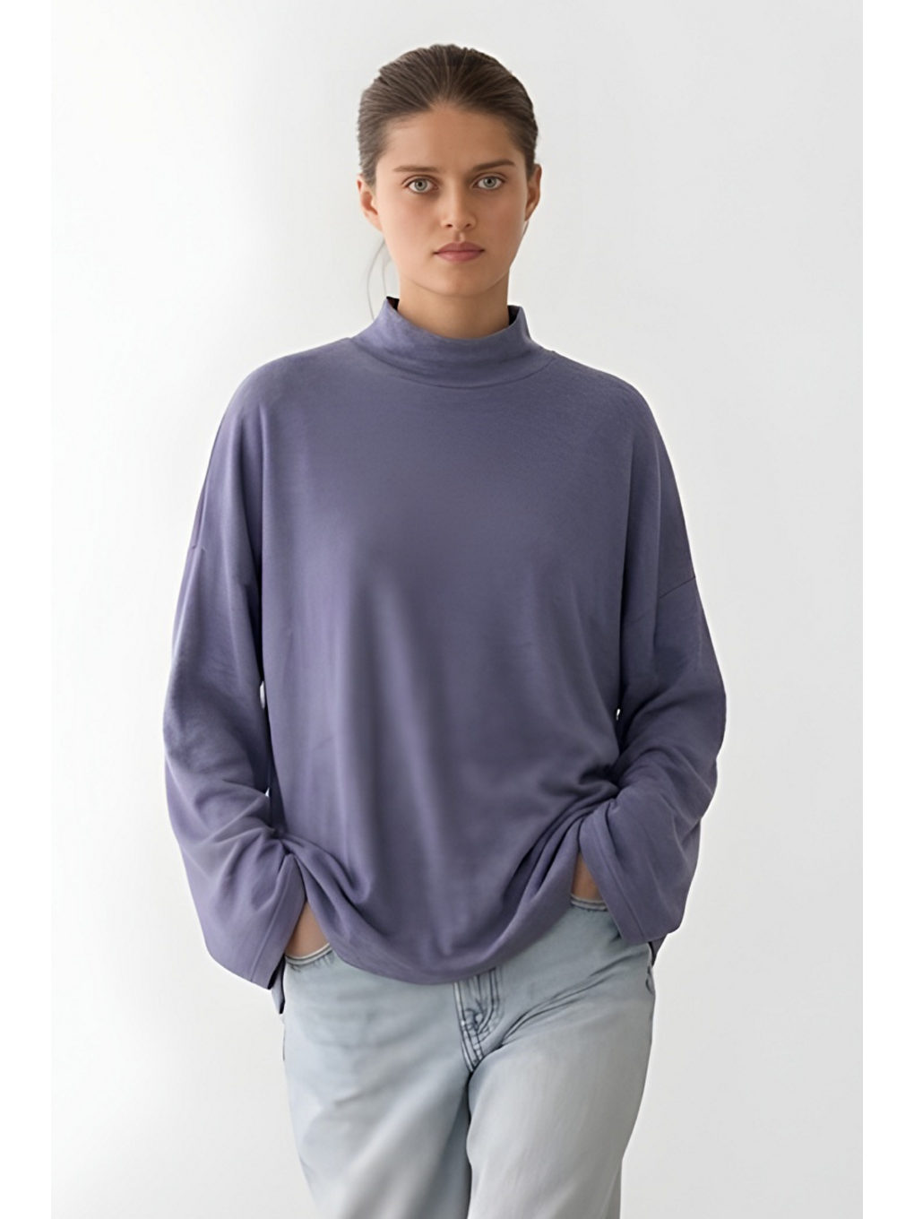 Lila NORA | Dik Yaka Rahat Kesim Bluz Lavanta-1