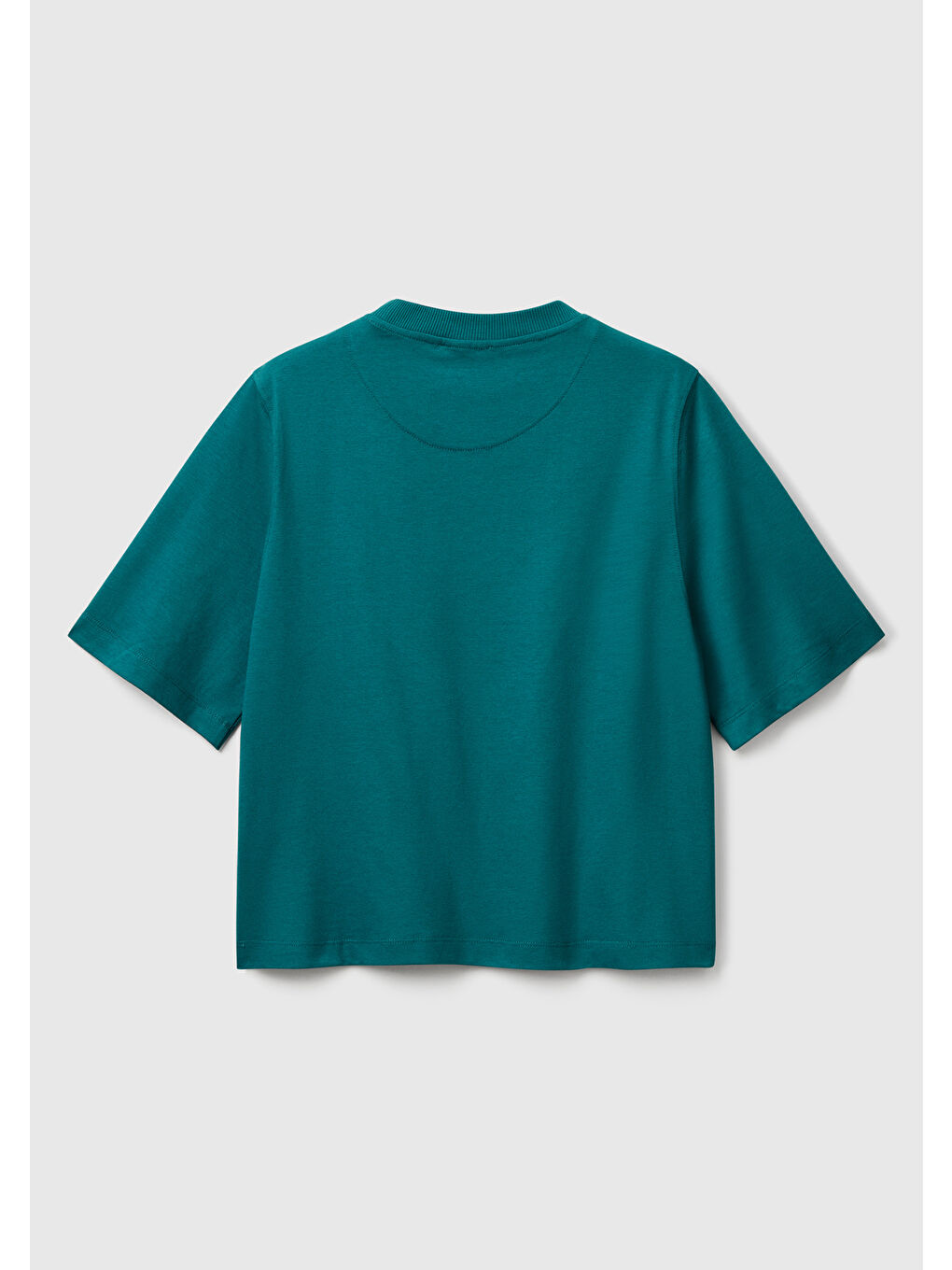 Kadın Koyu Yeşil %100 Pamuk Boxy Fit T-Shirt-3