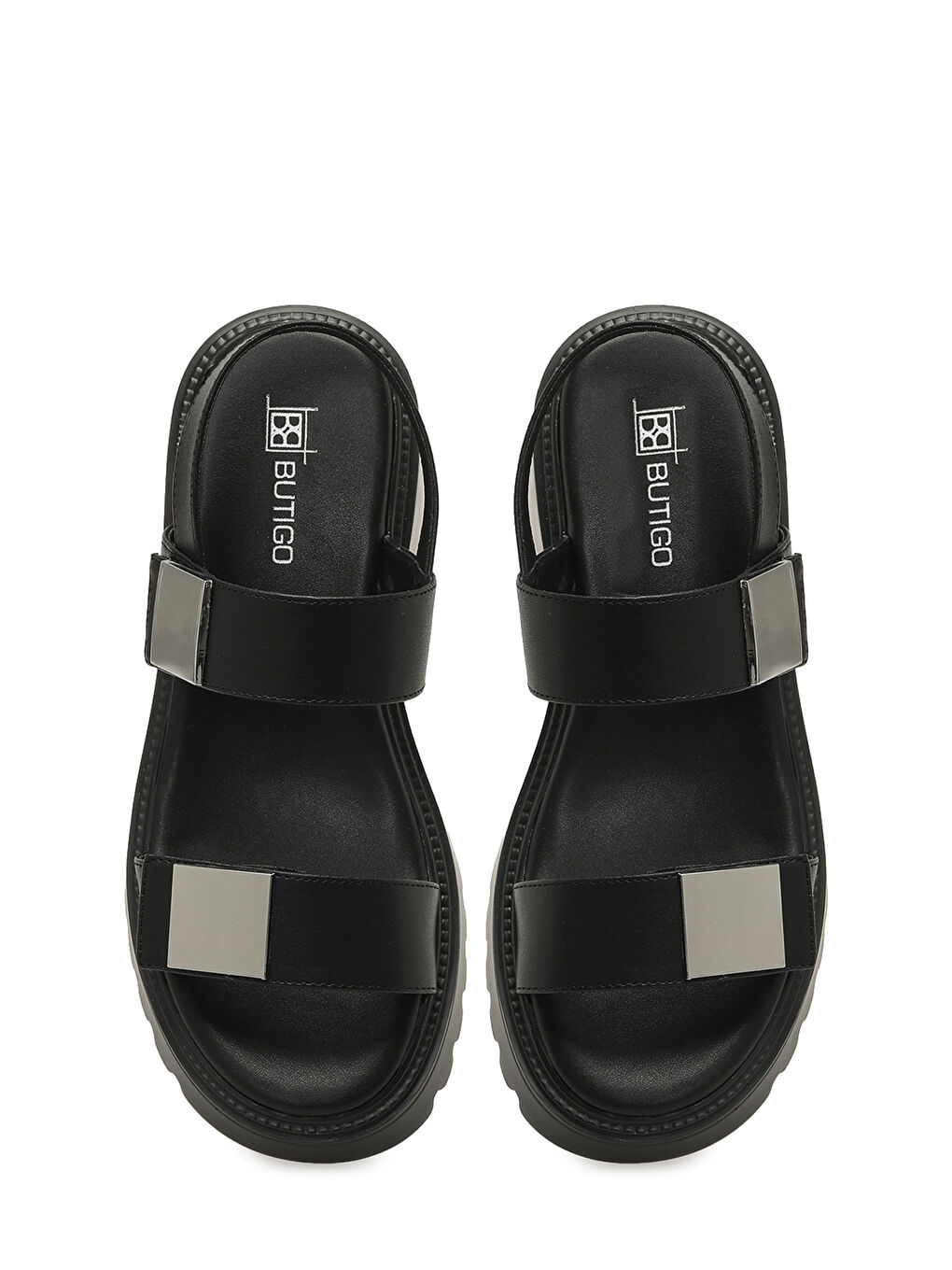 25S-259 6FX Siyah Kadın Kalın Taban Sandalet-3