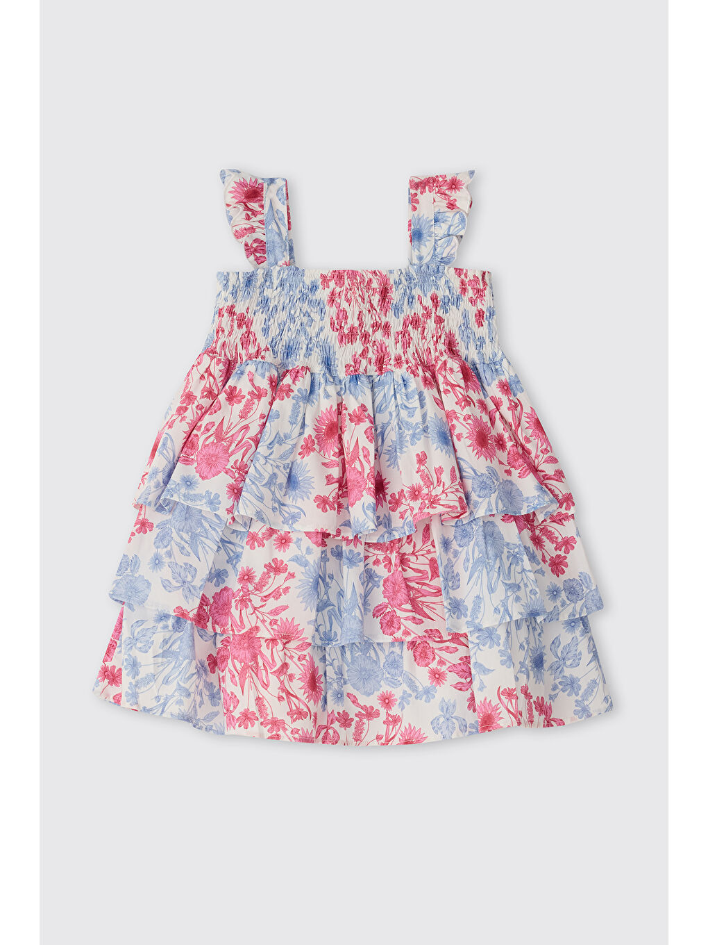 Kız Bebej Çiçek Desenli Pembe Elbise-1