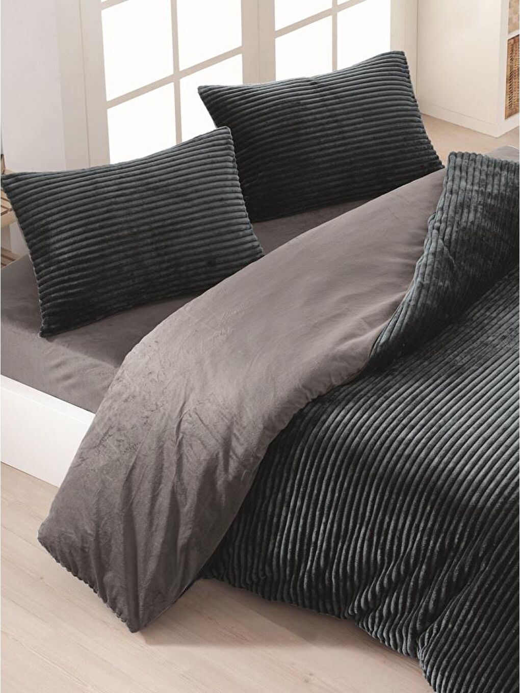 Eternity Fitilli 4 Parça Çift Kişilik Nevresim Takımı 200x220 Antrasit-2