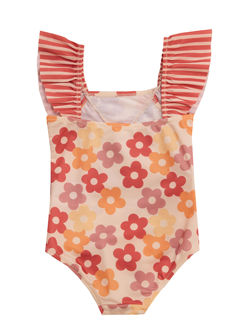 Ekru UV Korumalı Askılı Mayo Kız Bebek Yüzücü Mayo 5107 Krem-2