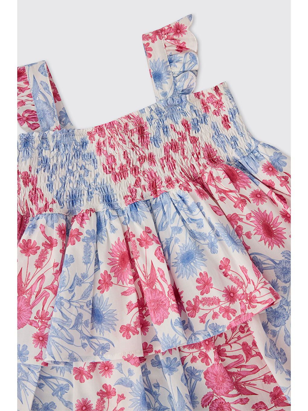 Kız Bebej Çiçek Desenli Pembe Elbise-2