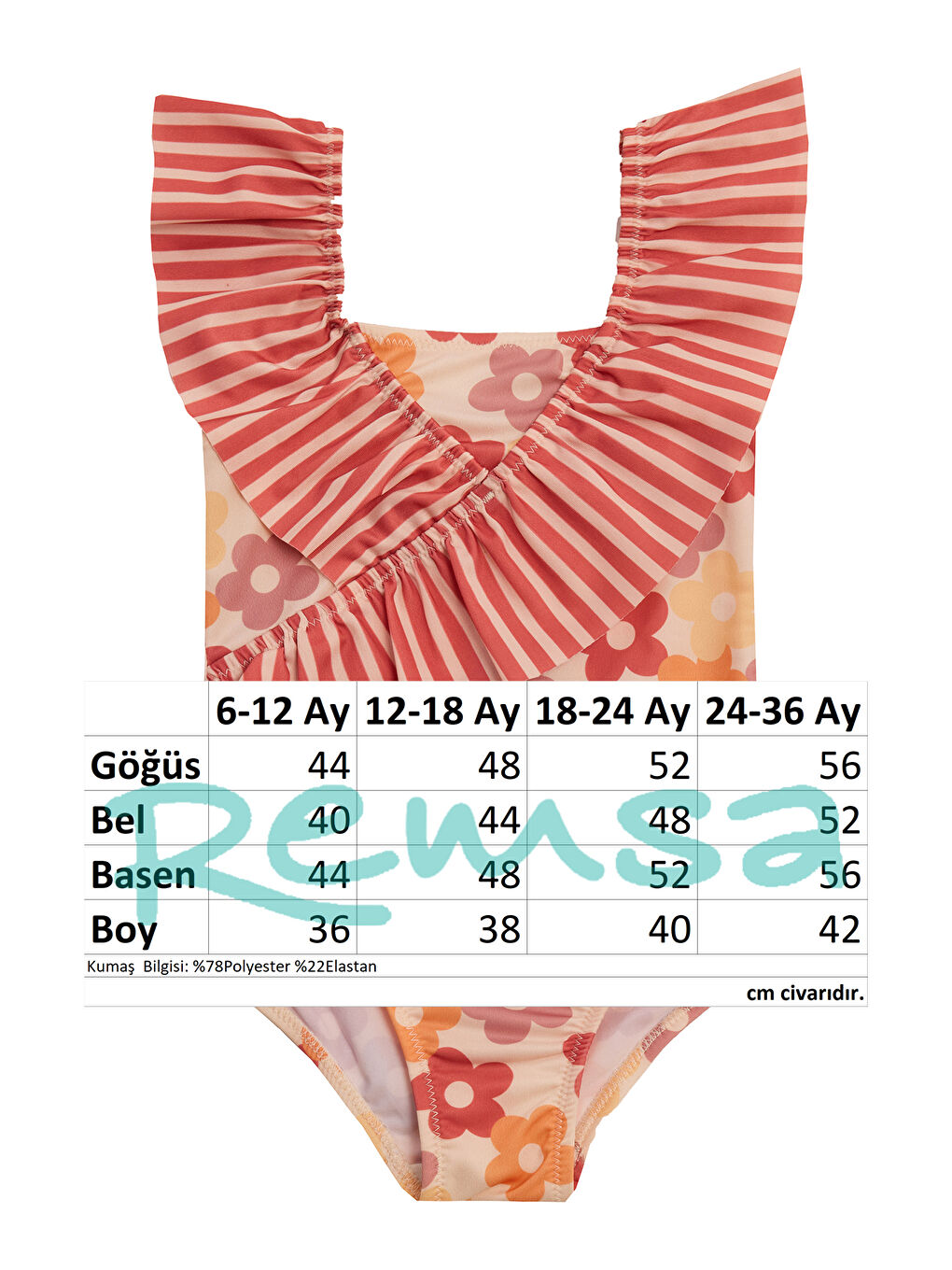 Ekru UV Korumalı Askılı Mayo Kız Bebek Yüzücü Mayo 5107 Krem-3