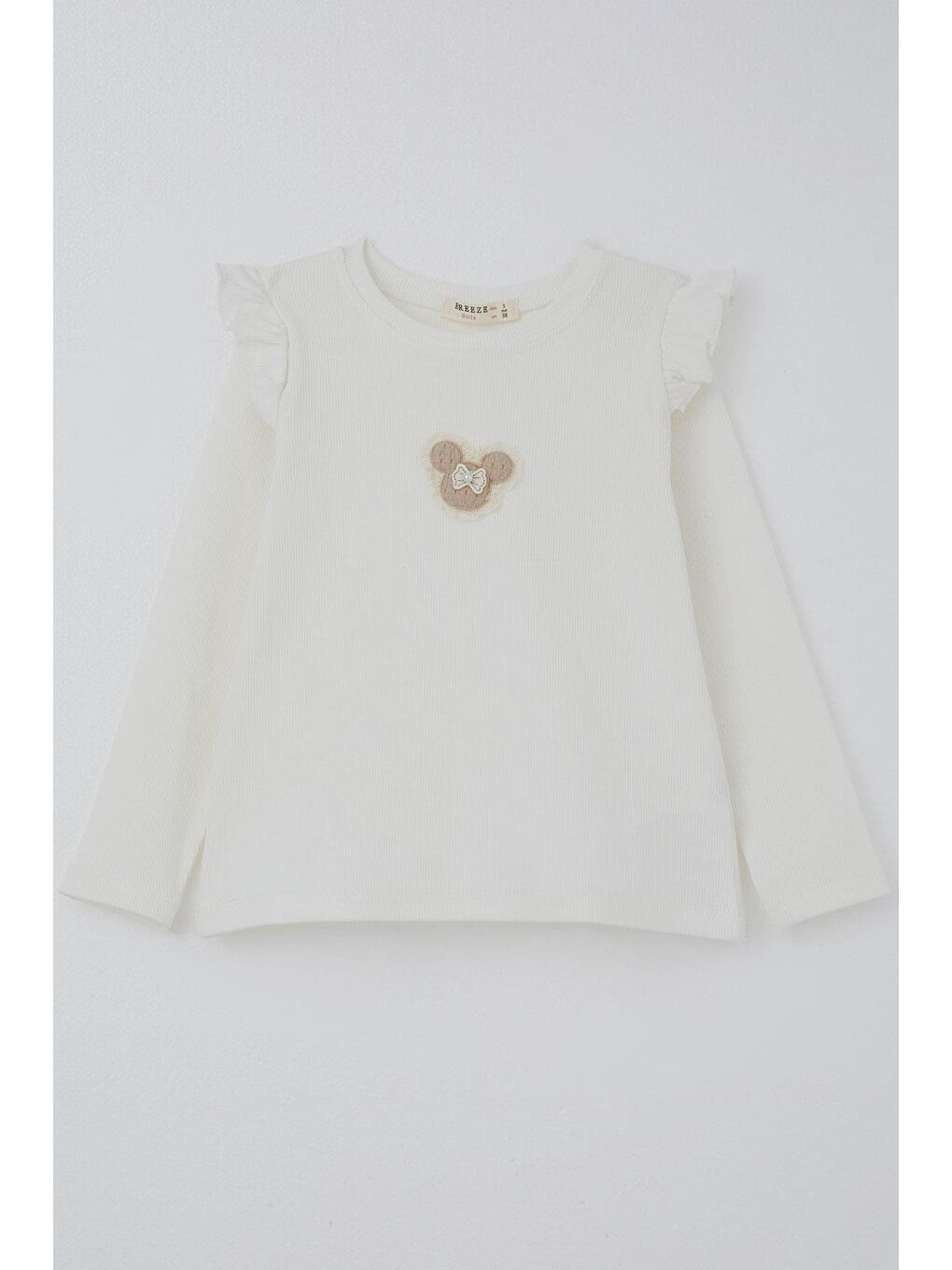 Kız Çocuk Uzun Kollu Tişört Arma Detaylı Ekru (2-6 Yaş)