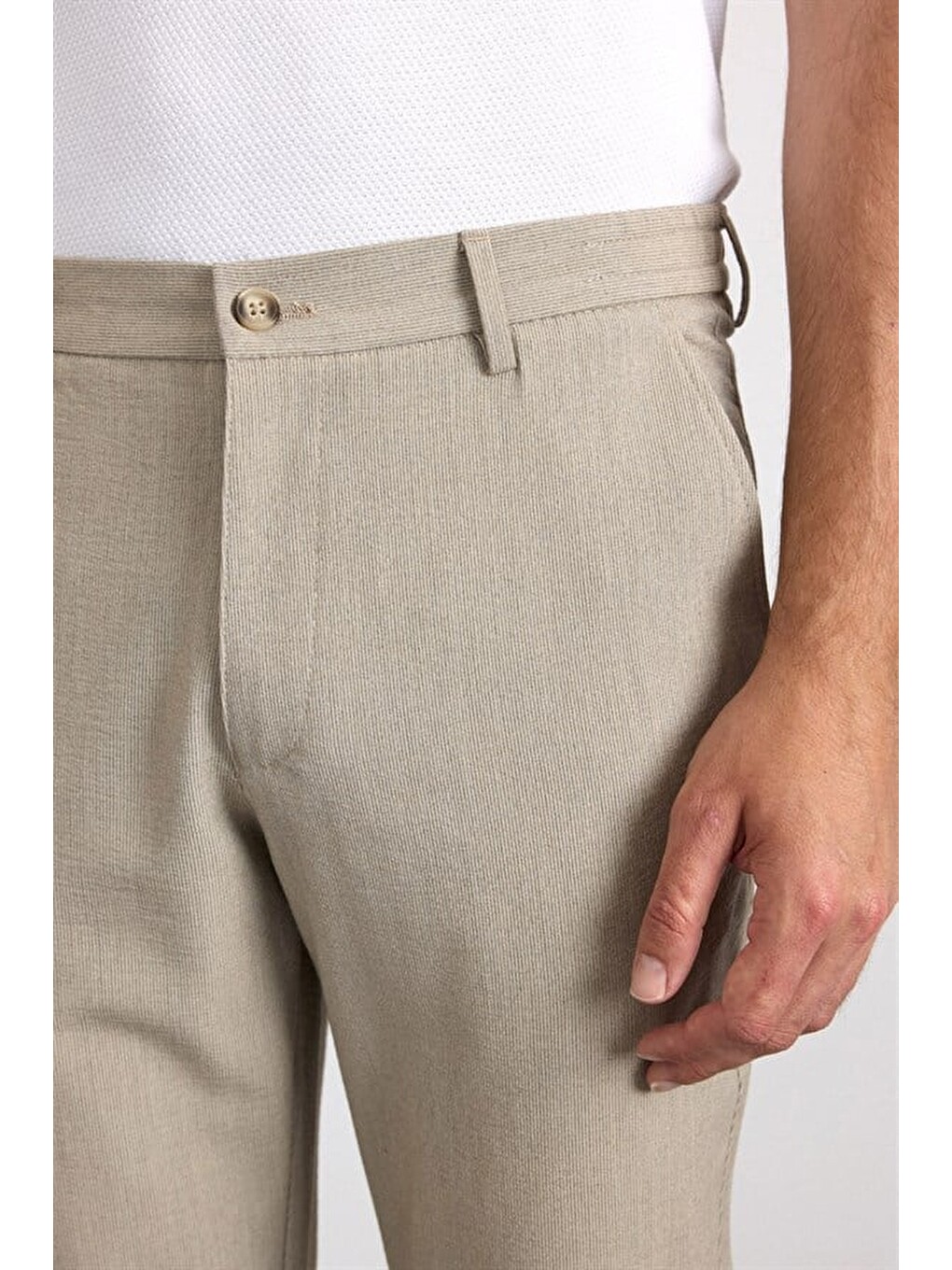 Bej Slim Düz Jogger Pantolon-2