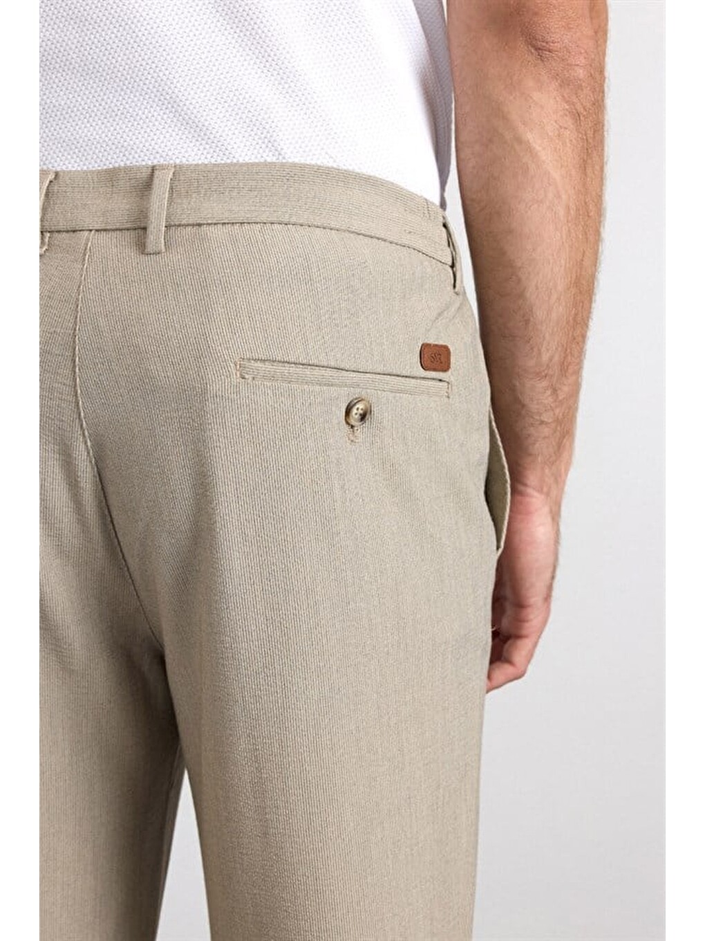 Bej Slim Düz Jogger Pantolon-3