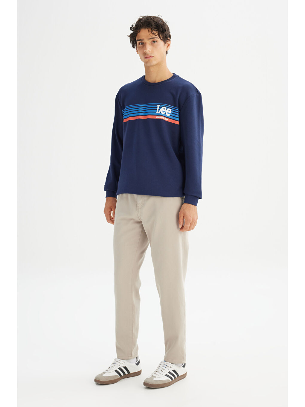 Regular Fit Normal Kesim Bisiklet Yaka Baskılı Lacivert Sweatshirt-1