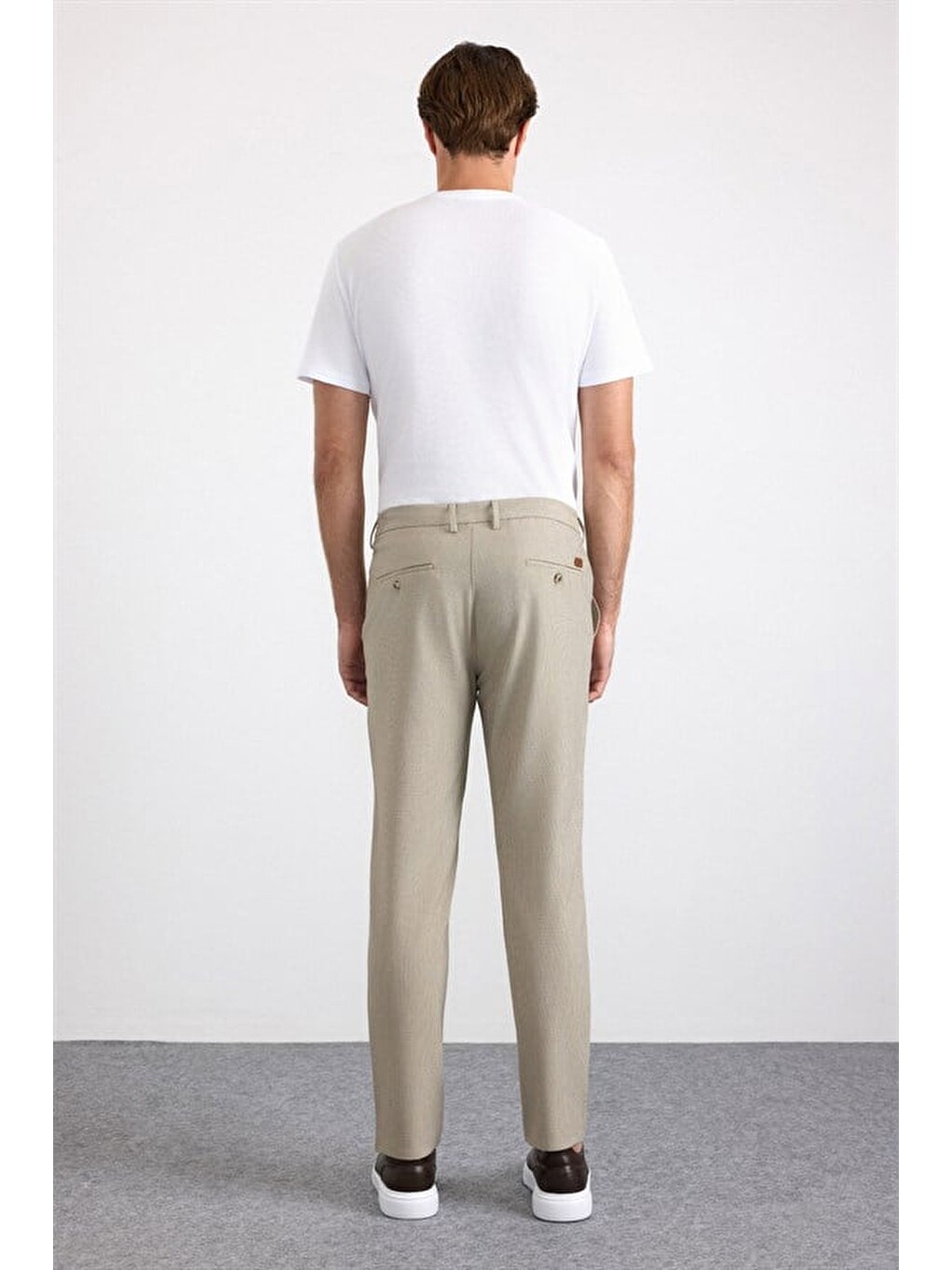 Bej Slim Düz Jogger Pantolon-4