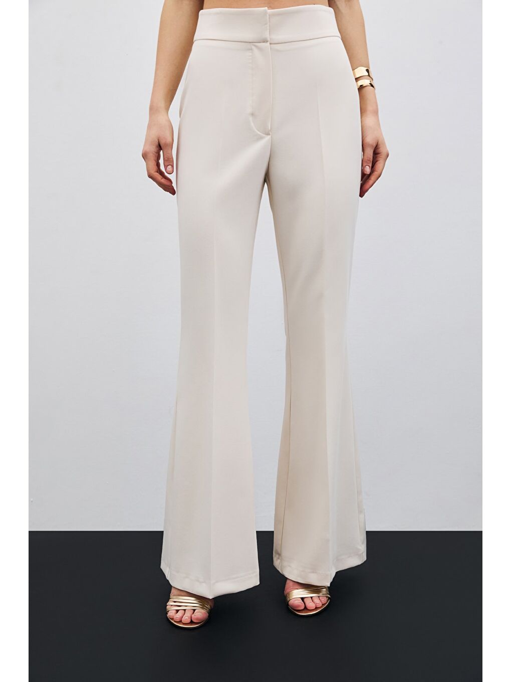 İspanyol Paça Pantolon - Bej-6