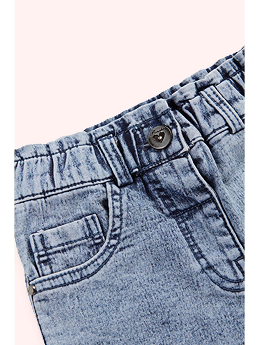 Kız Bebek Beli Lastikli Mavi Jean Şort-1