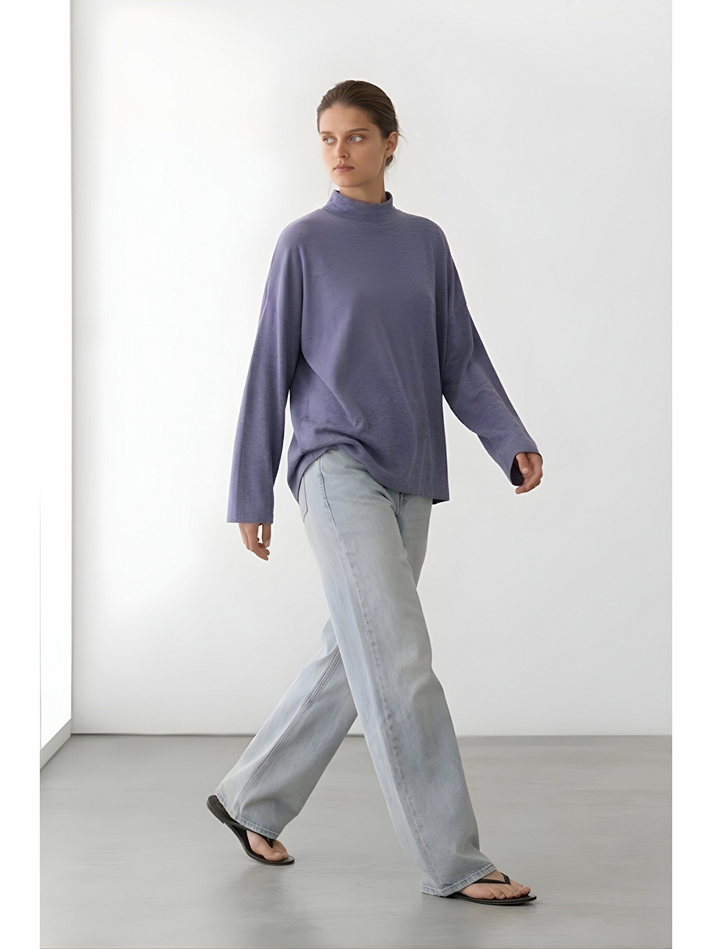 Lila NORA | Dik Yaka Rahat Kesim Bluz Lavanta-3