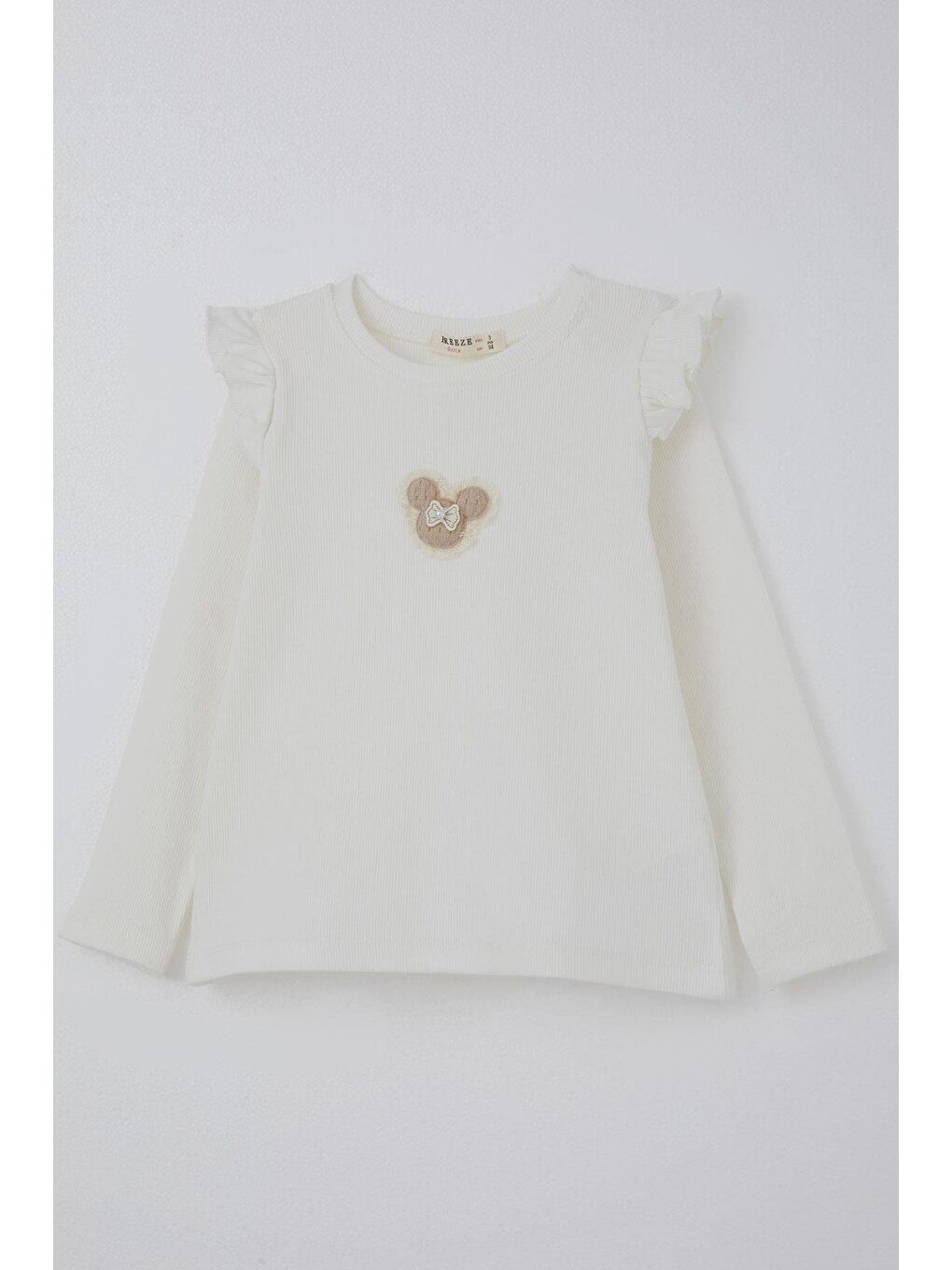 Kız Çocuk Uzun Kollu Tişört Arma Detaylı Ekru (2-6 Yaş)-2