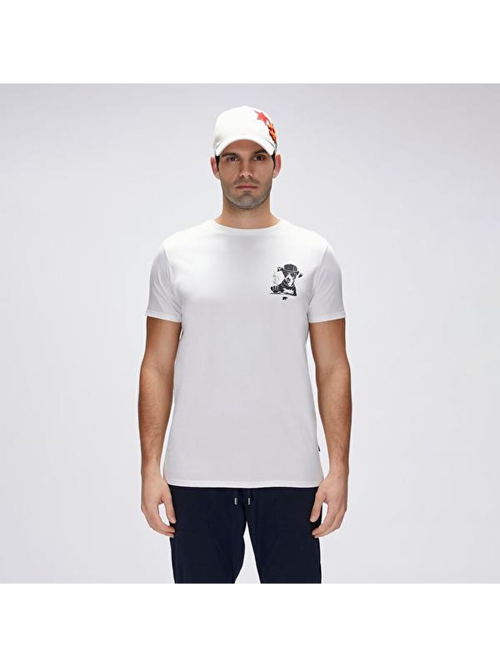 Duggie Erkek Beyaz Yuvarlak Yaka Tişört