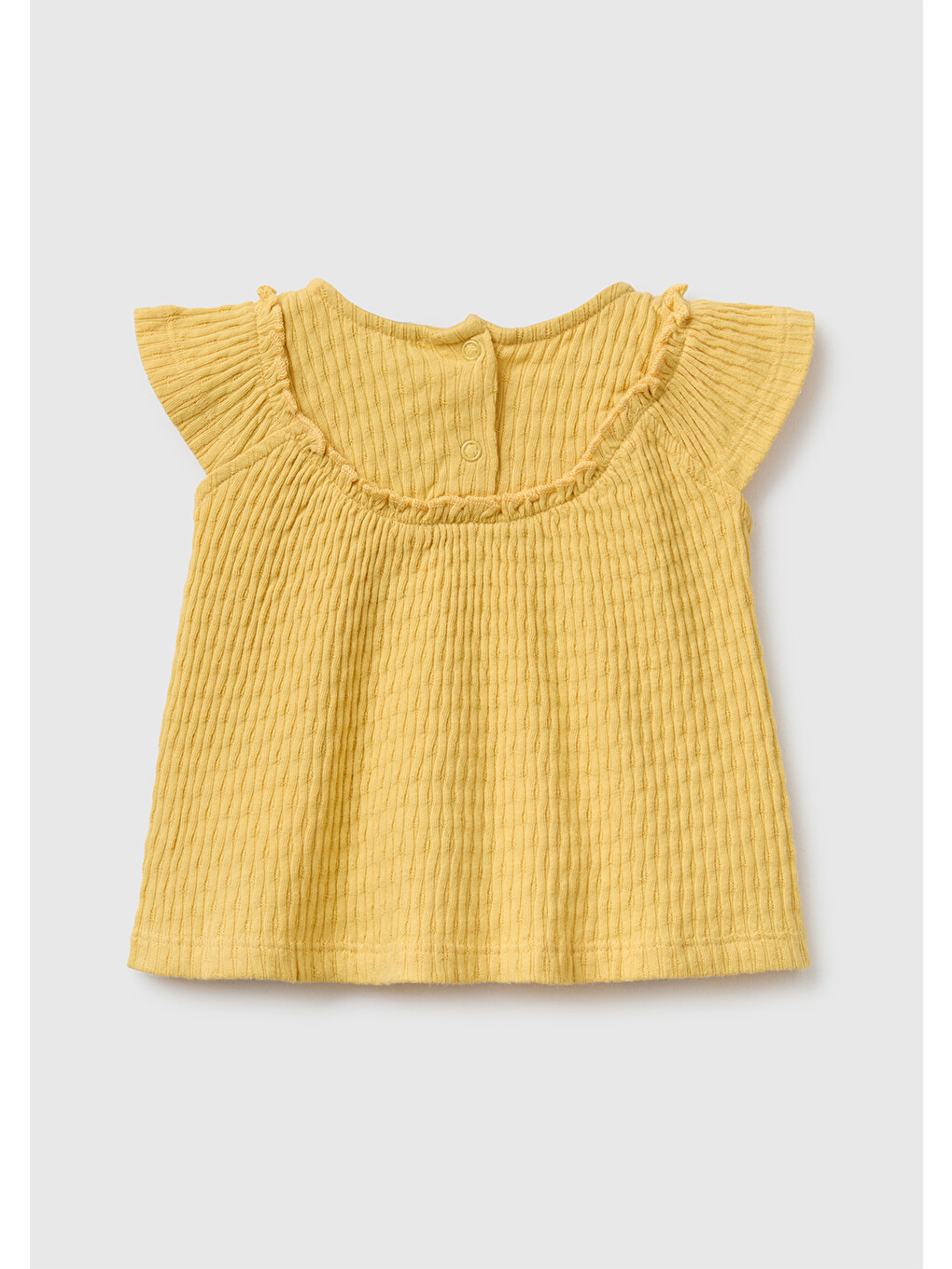 Bebek Hardal Sarısı Fırfır Detaylı Yuvarlak Yaka T-Shirt-1