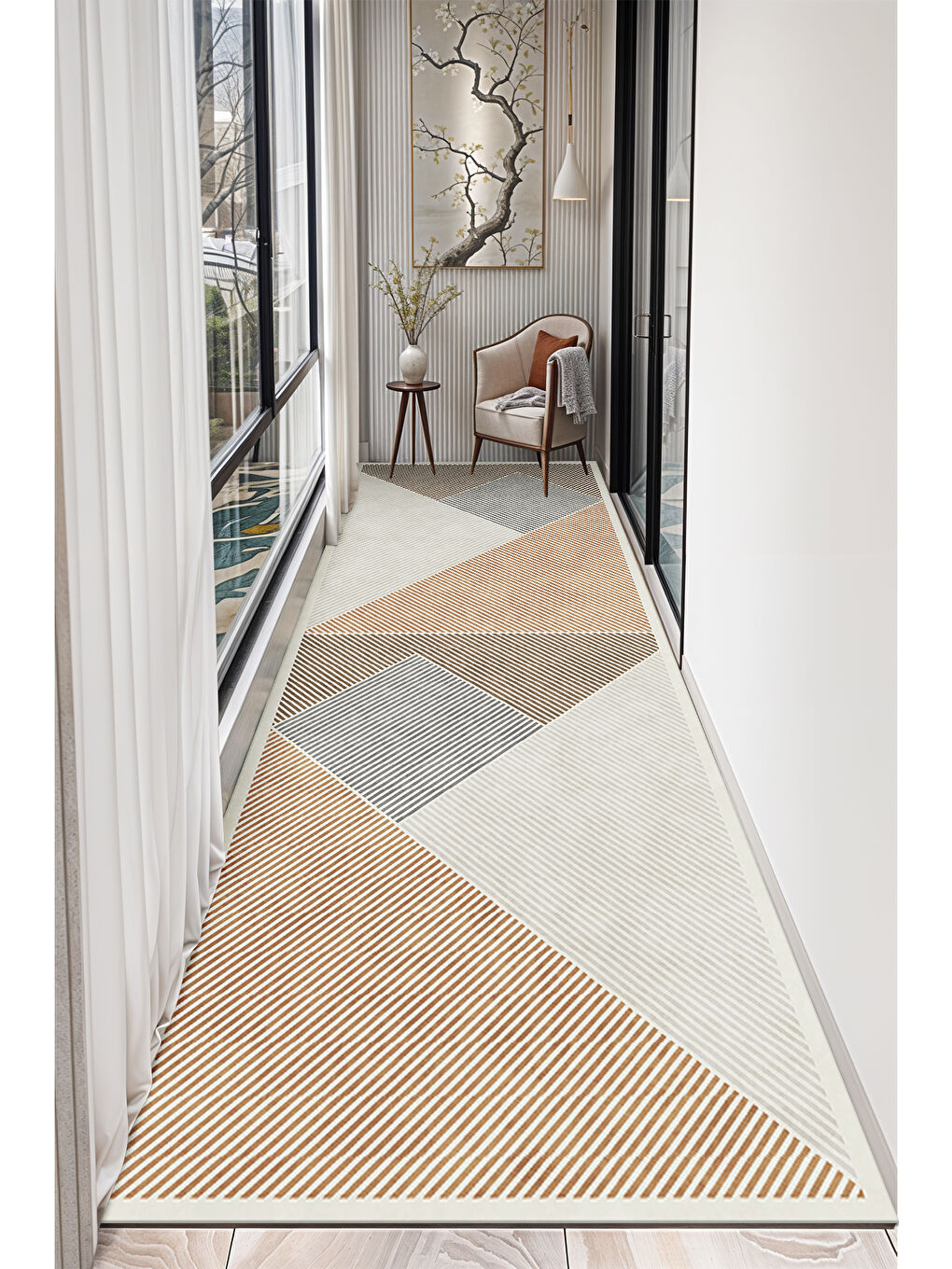 Turuncu Dekoratif Soft Modern Kaymaz Yıkanabilir Salon Halısı Mutfak Halısı Koridor Halısı Yolluk-4