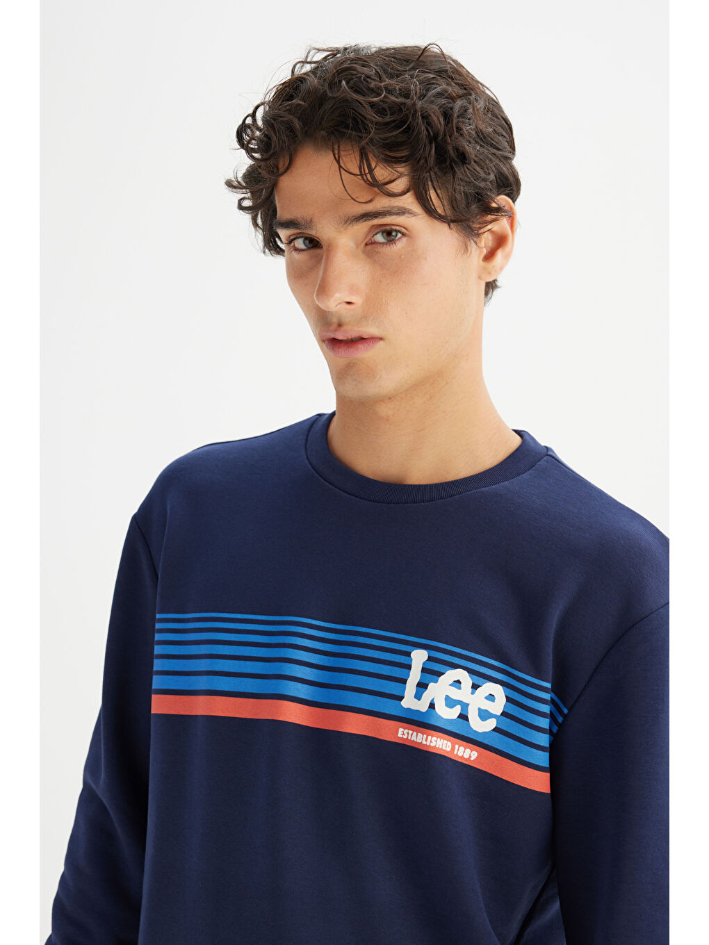 Regular Fit Normal Kesim Bisiklet Yaka Baskılı Lacivert Sweatshirt-3