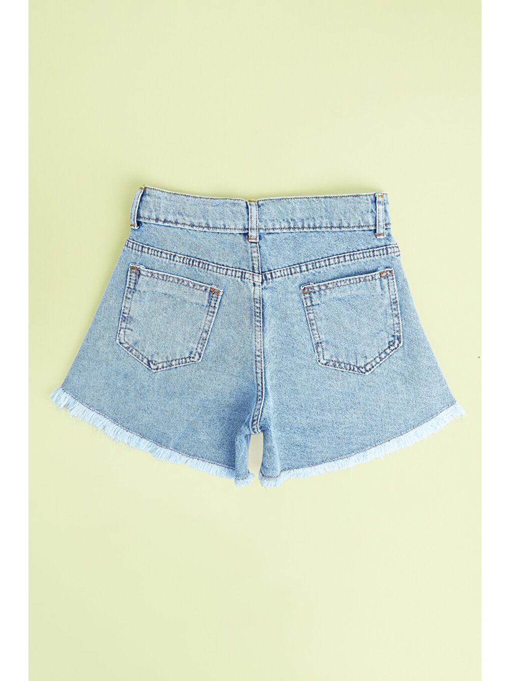 Mavi Taşlı Fiyonk Nakışlı Beli Ayarlanabilir Kız Çocuk Şort-2