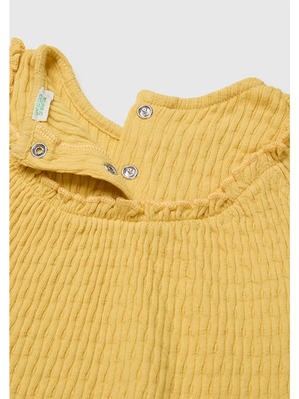 Bebek Hardal Sarısı Fırfır Detaylı Yuvarlak Yaka T-Shirt-2