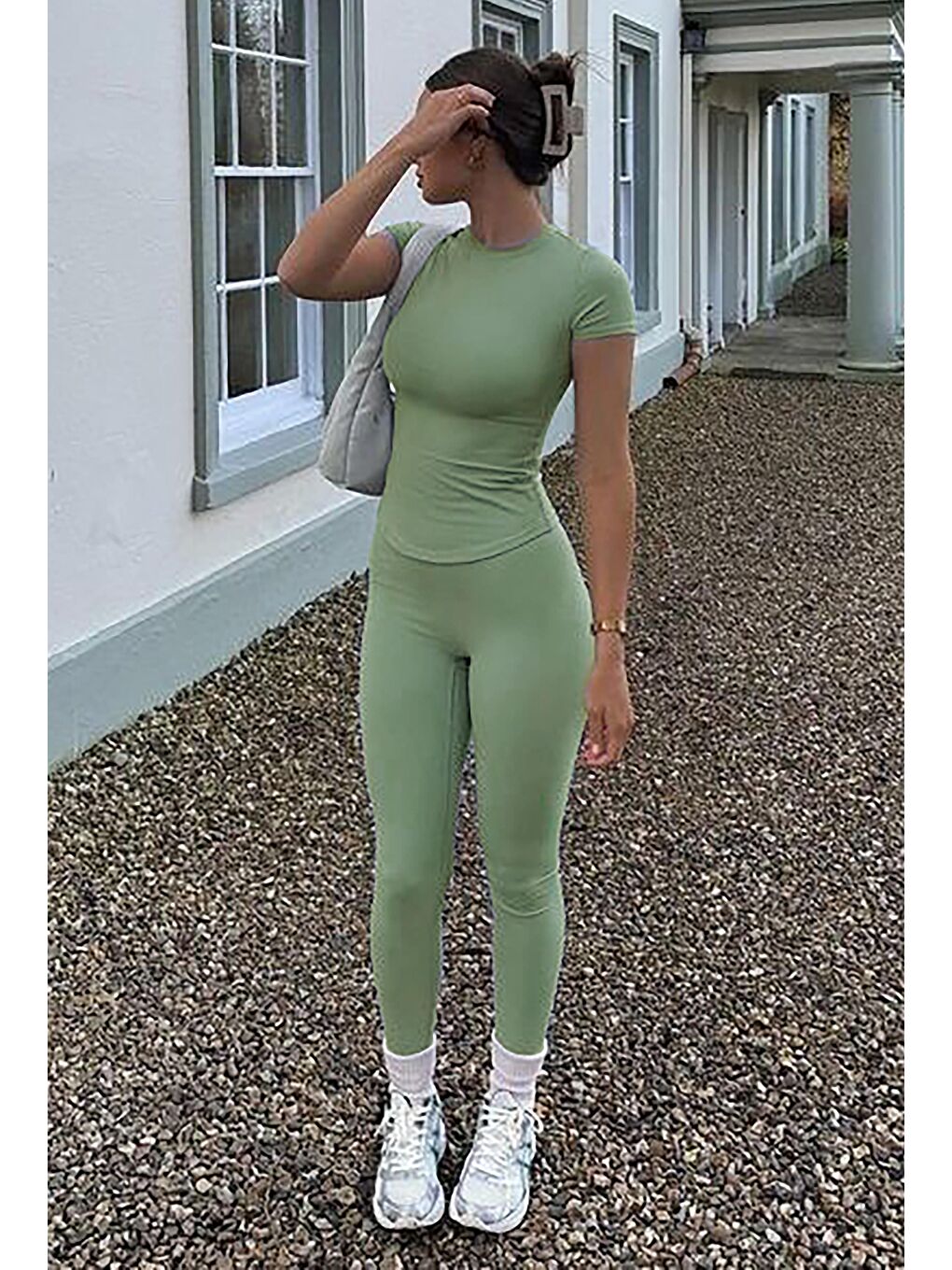 Fıstık Yeşili Yüksek Bel Kadın Tayt Mg2230-1