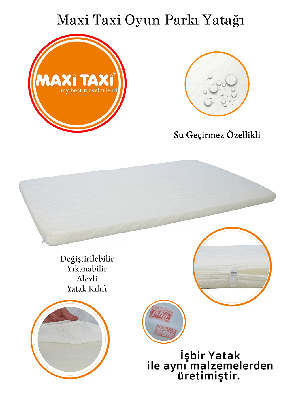 Maxi Taxi Renksiz Pamuk Oyun Parkı Yatağı 70x110 - 1