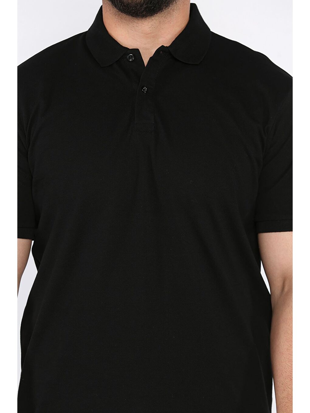 Siyah Erkek Polo Yaka Yarım Düğmeli Tişört-3