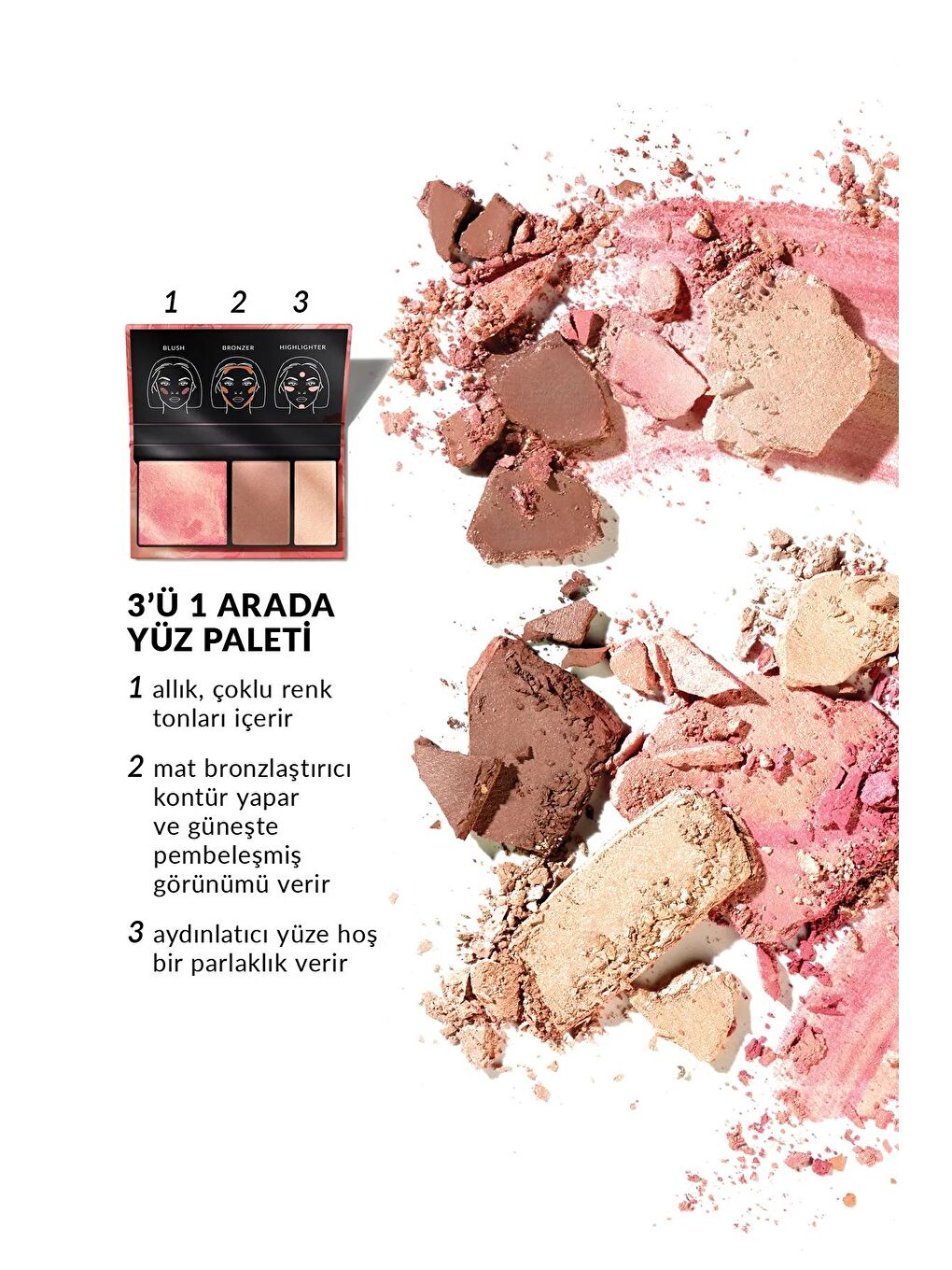 AVON Renksiz Ultra Colour 3'ü 1 Arada Yüz Paleti Golden Hour - 3