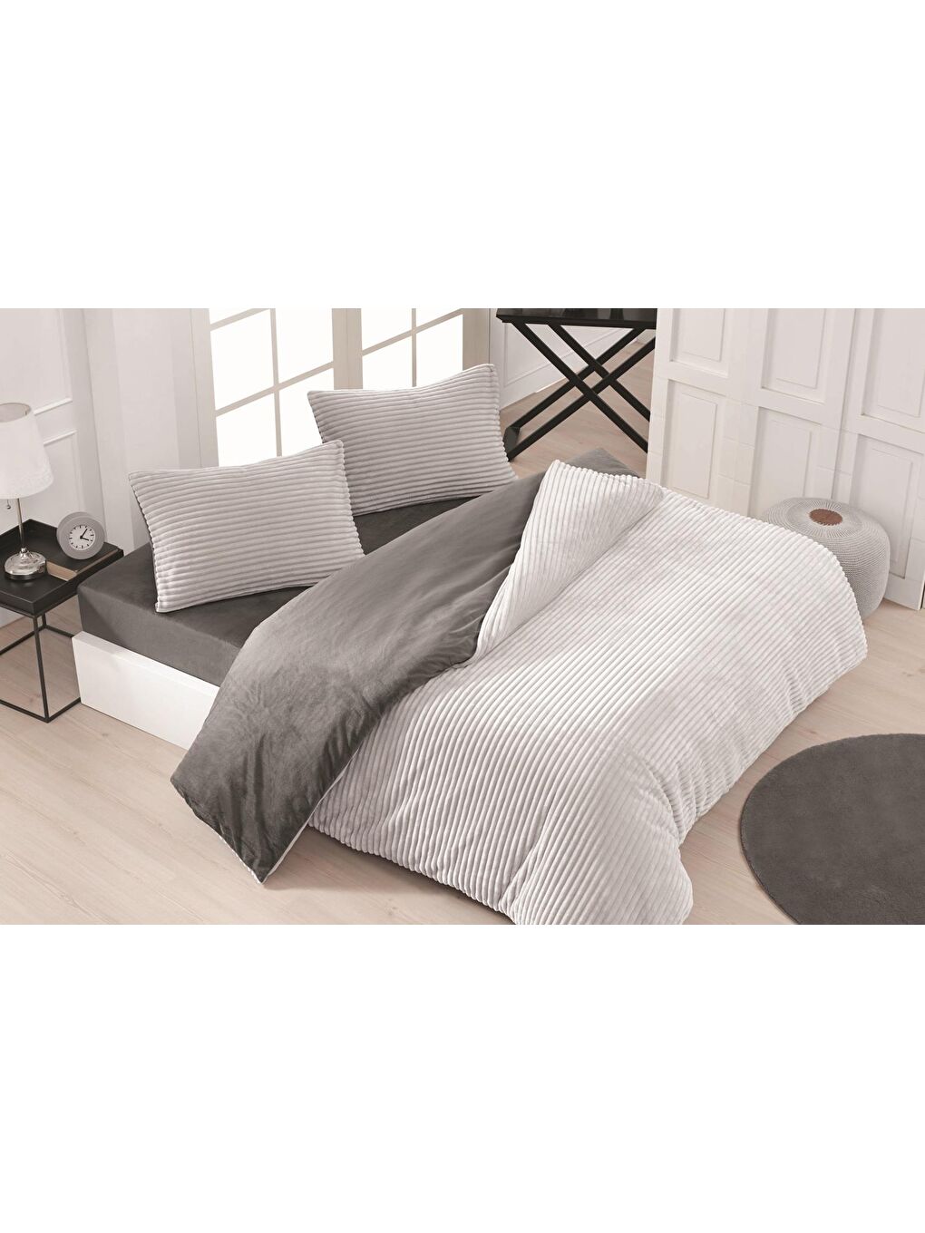 Eternity Fitilli 4 Parça Çift Kişilik Nevresim Takımı 200x220 Açık Gri
