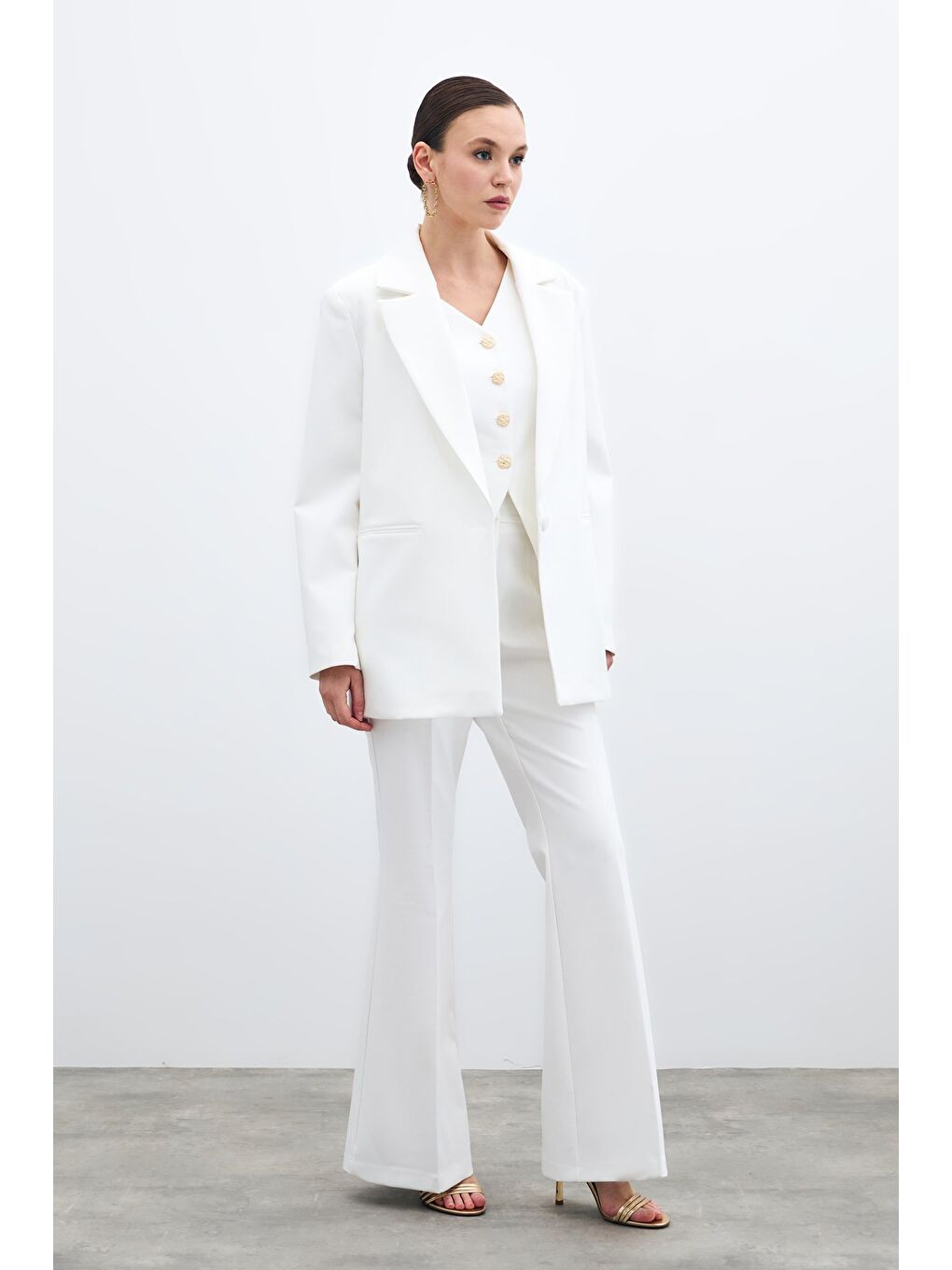 İspanyol Paça Pantolon - Ekru