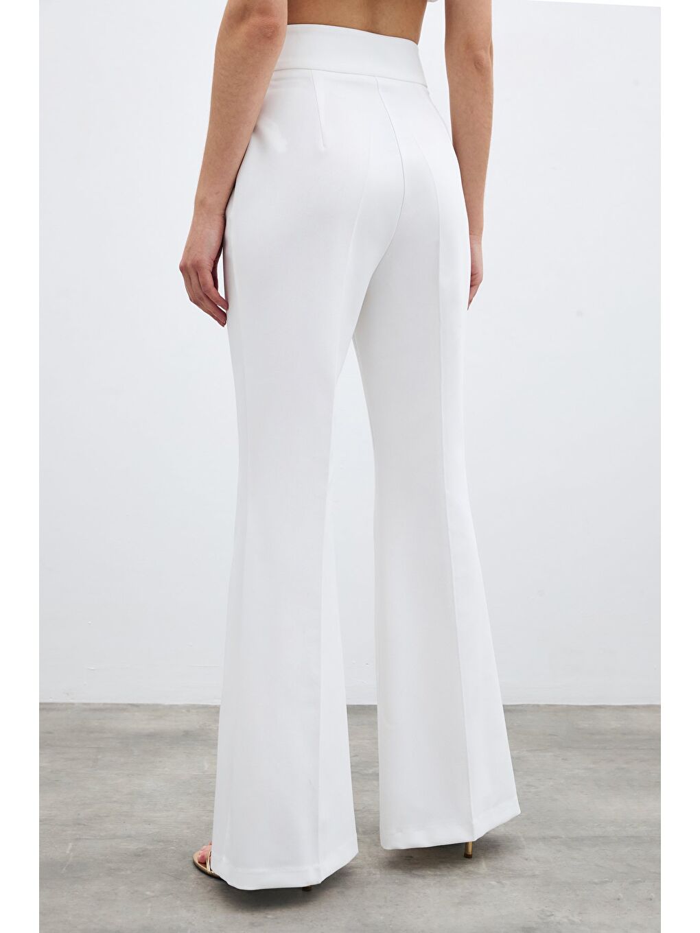 İspanyol Paça Pantolon - Ekru-7