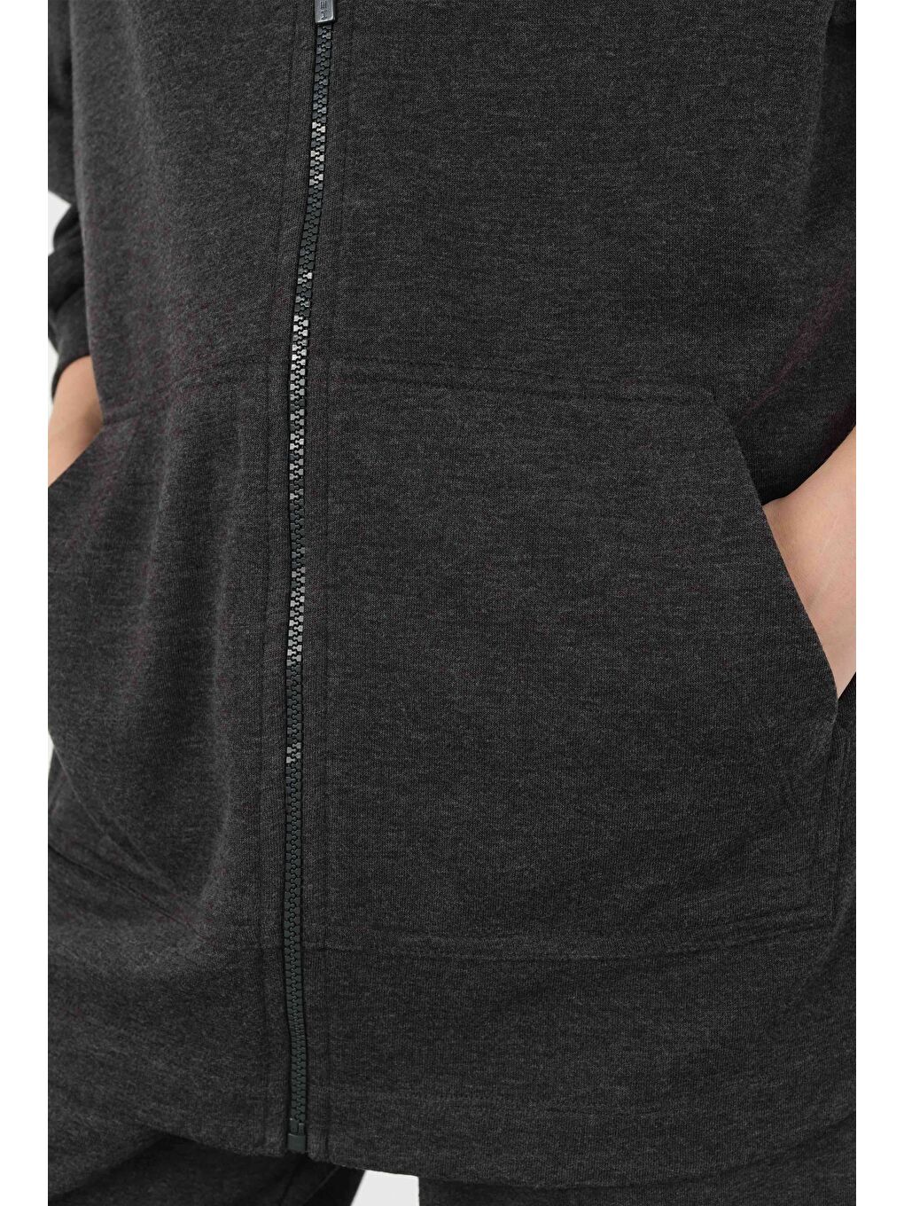 Etek Ucu Oval Sweatshirt Üç İplik Antrasit-3