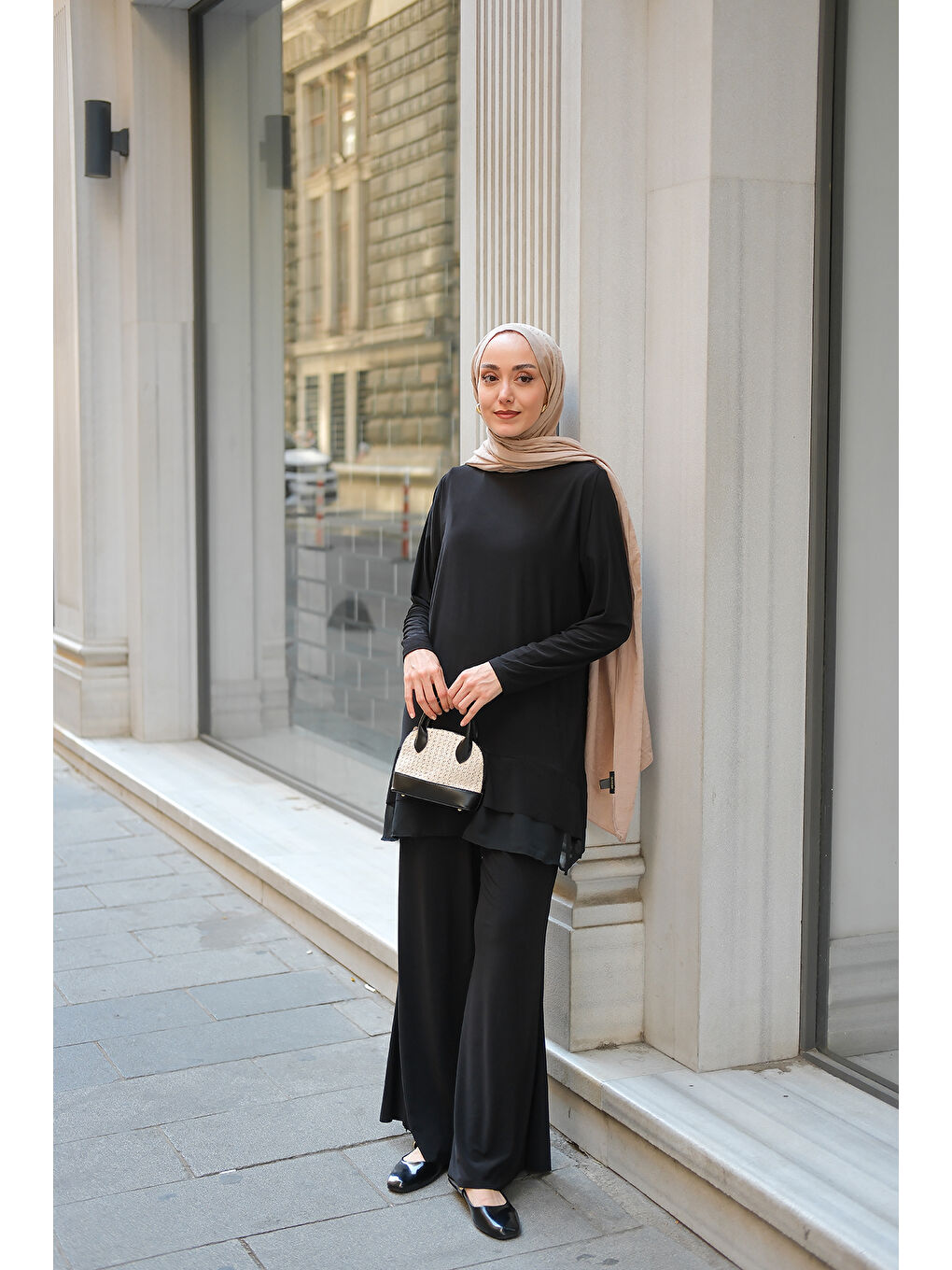 Kadın Tül Detay İkili Takım Siyah-2